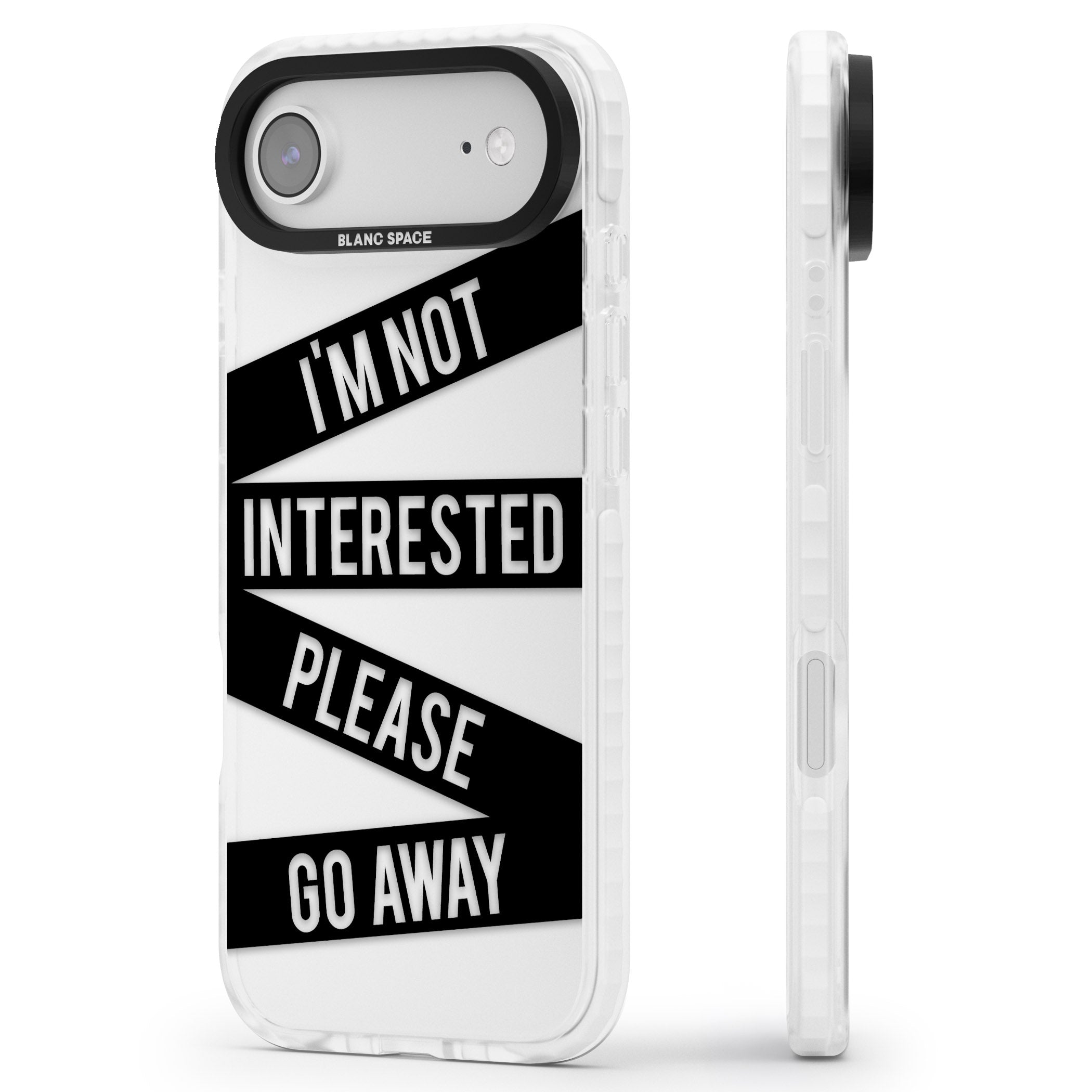 Not Interested Warning iPhone 17 Air Impact Clear Phone Case Side Profile