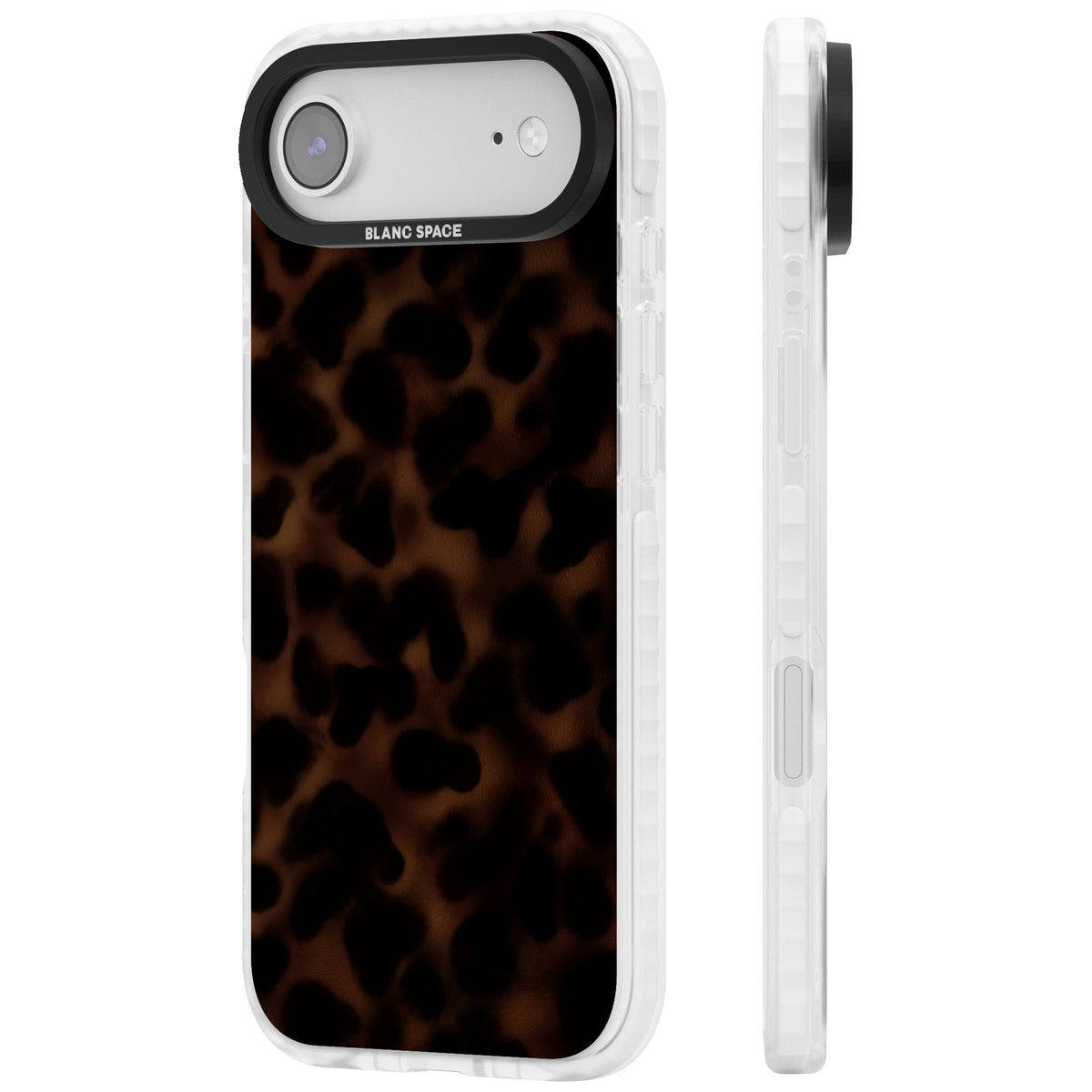 Dark Tortoise Shell old money iPhone case featuring a dark tortoiseshell pattern with amber and black animal print tones iPhone Air / iPhone 17 Air Impact Clear Phone Case side