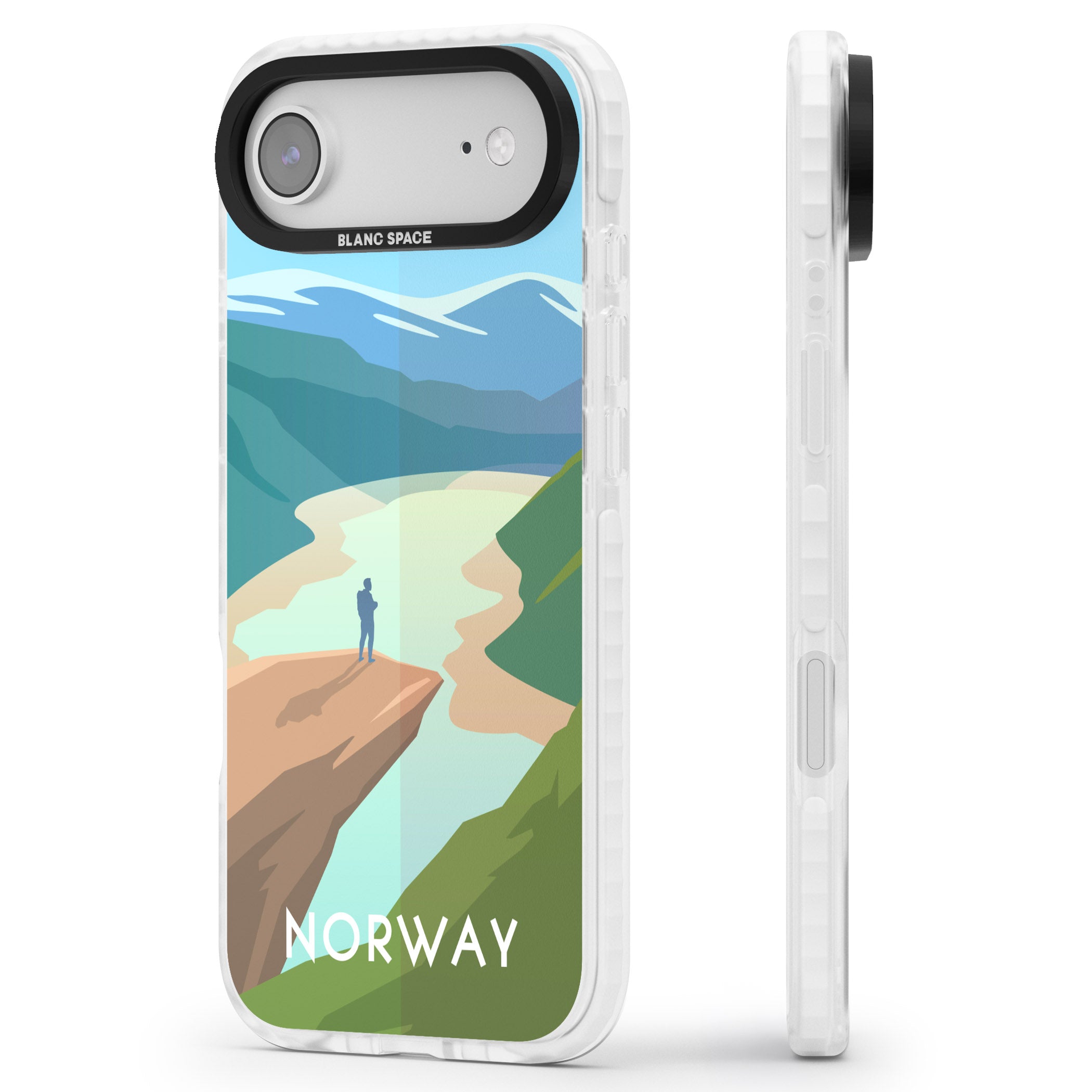 Vintage Travel Poster Norway iPhone 17 Air Impact Clear Phone Case Side Profile