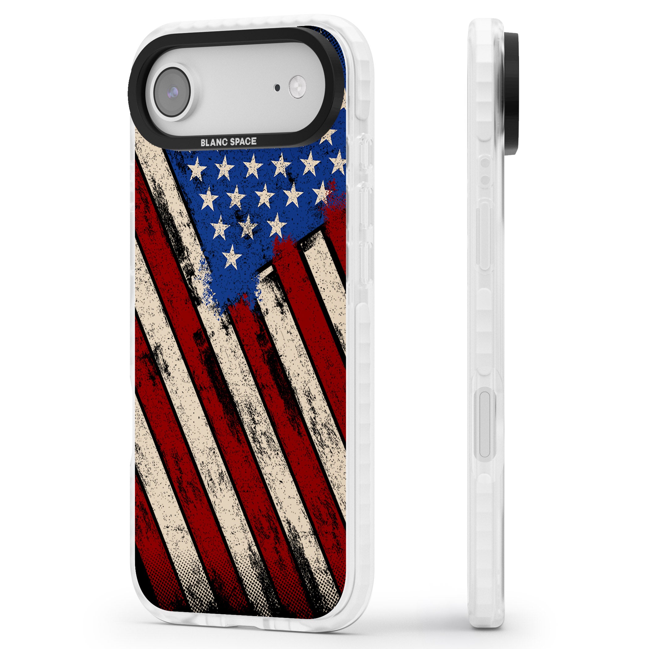 Distressed Us Flag iPhone 17 Air Impact Clear Phone Case Side Profile