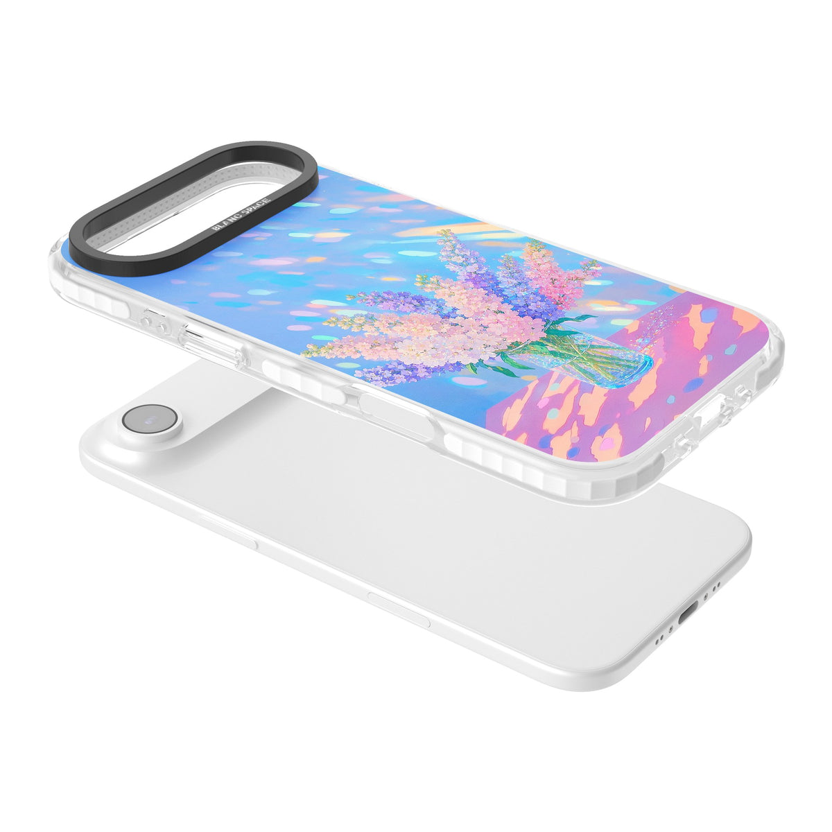Bubblegum Flowers iPhone Air Impact Clear Phone Case angled