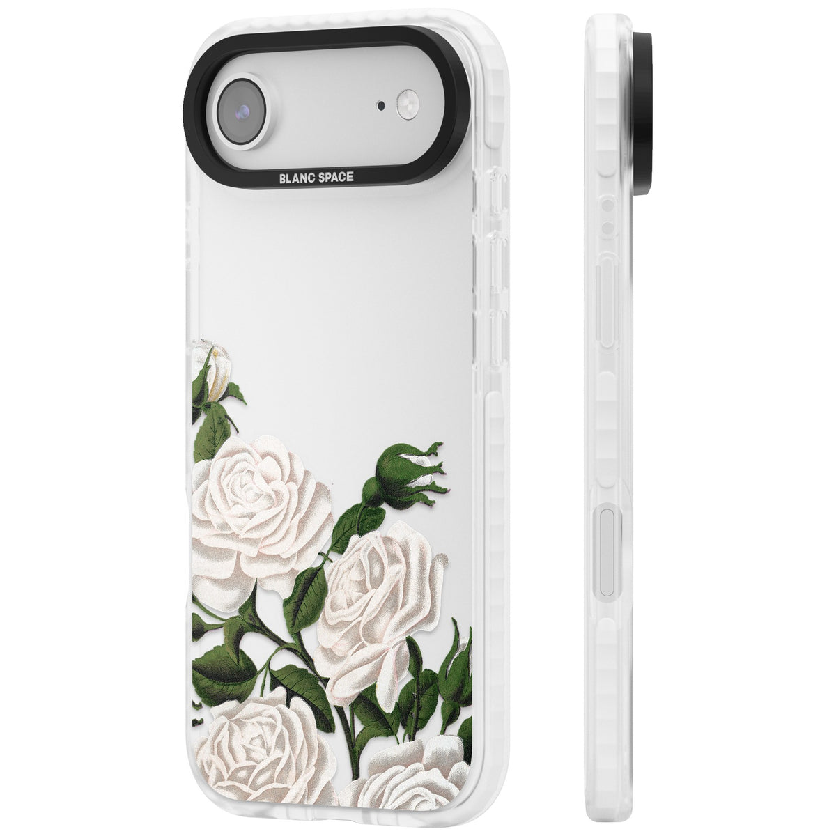 White Vintage Painted Flowers iPhone Air Impact Clear Phone Case side