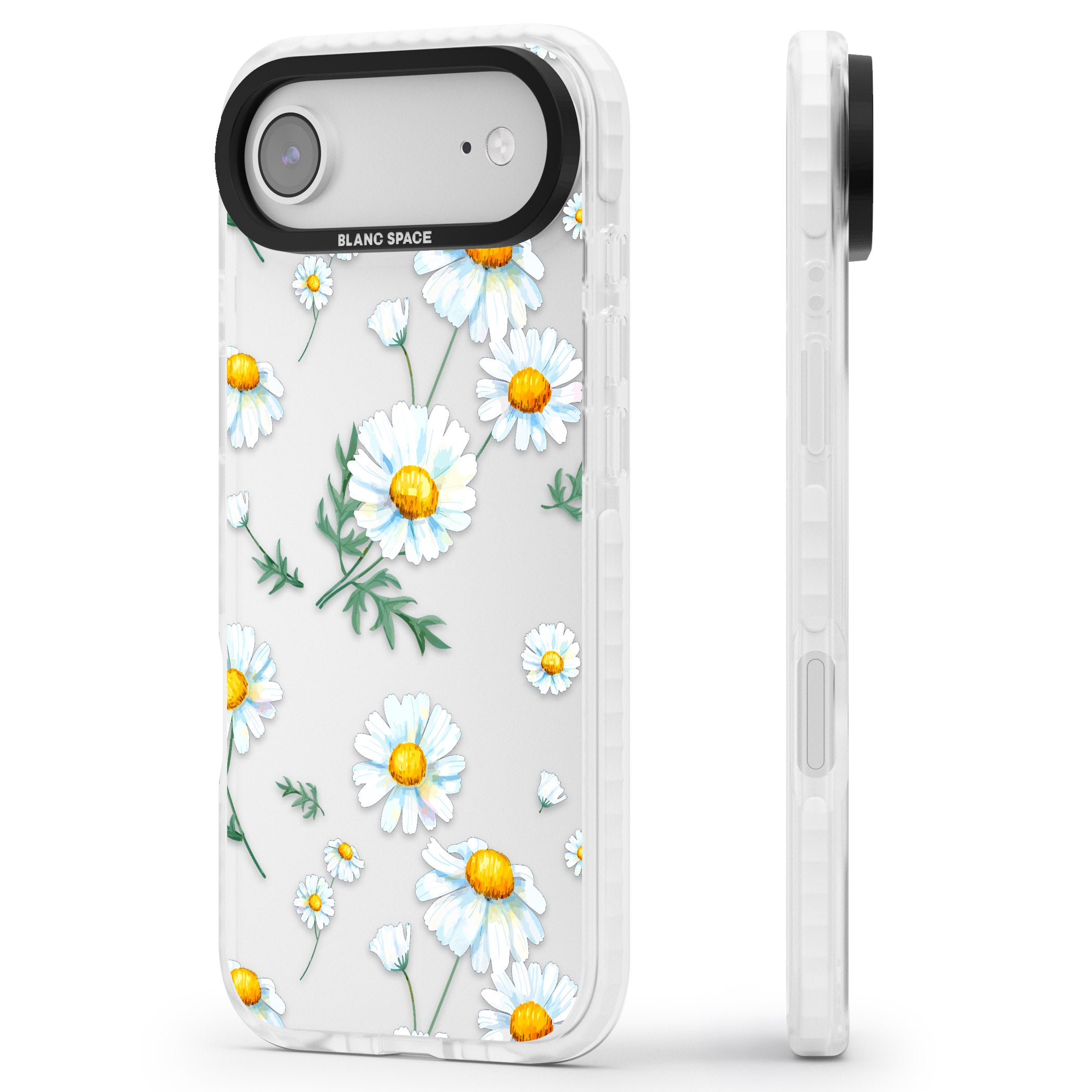 Vintage Painted Daisies iPhone 17 Air Impact Clear Phone Case Side Profile