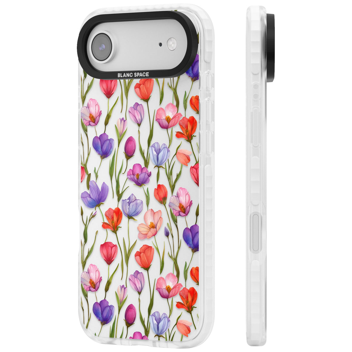 Red, Pink & Purple Flowers iPhone Air Impact Clear Phone Case side