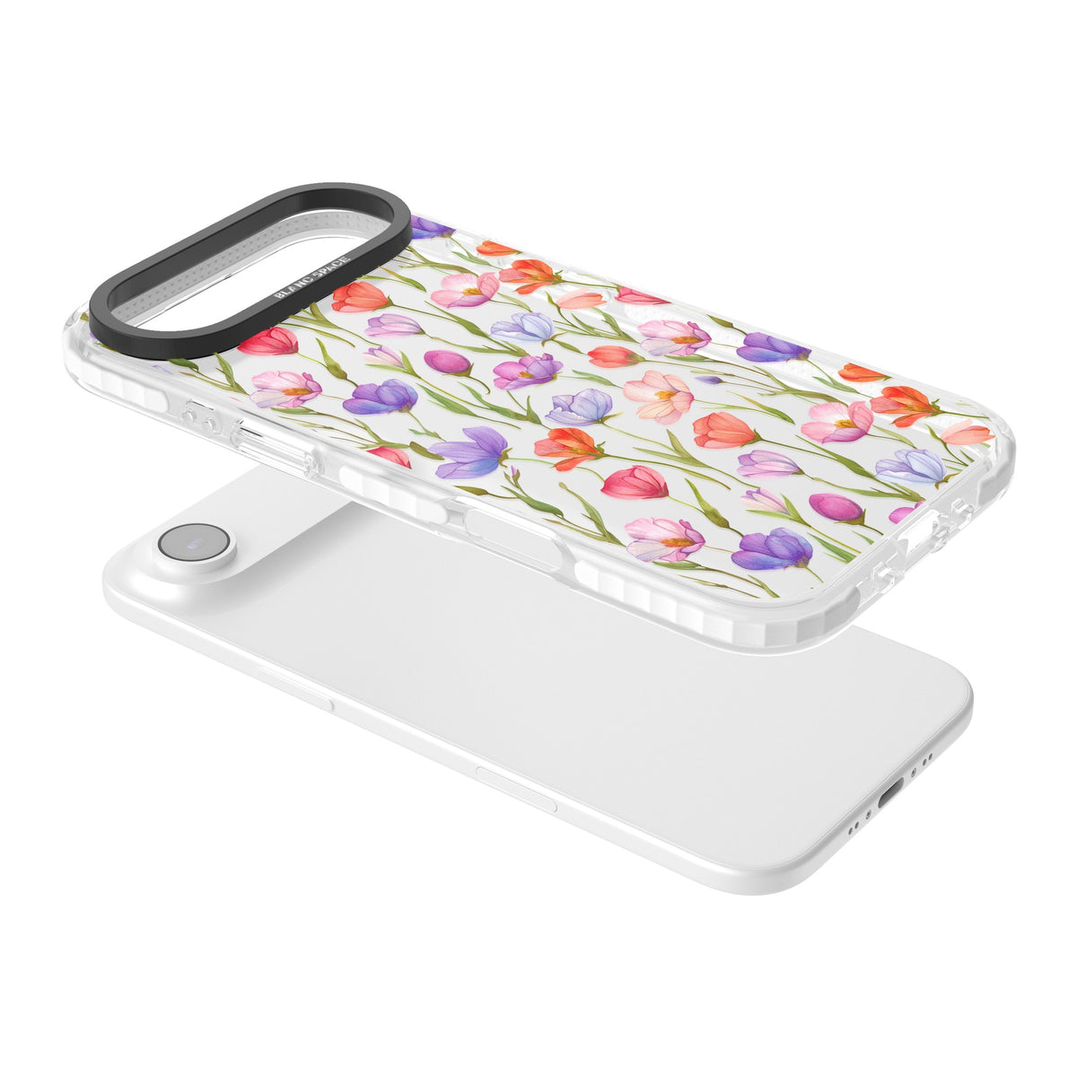 Red, Pink & Purple Flowers iPhone Air Impact Clear Phone Case angled