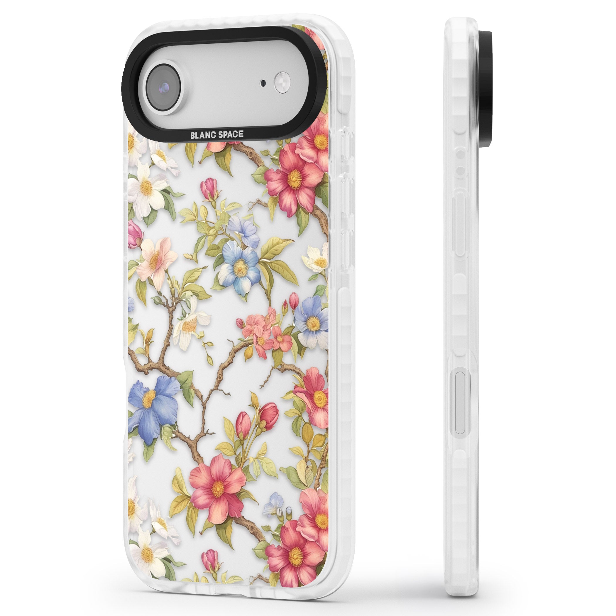 Vintage Vines & Flowers iPhone 17 Air Impact Clear Phone Case Side Profile