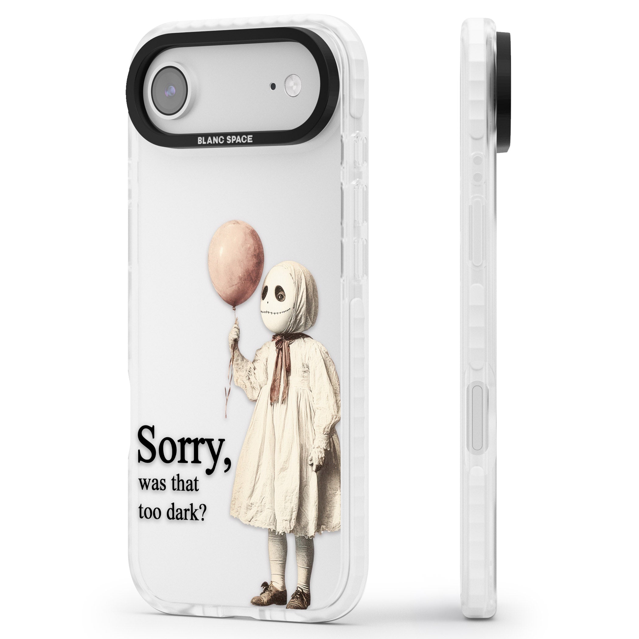 Sorry Was That Too Dark iPhone 17 Air Impact Clear Phone Case Side Profile
