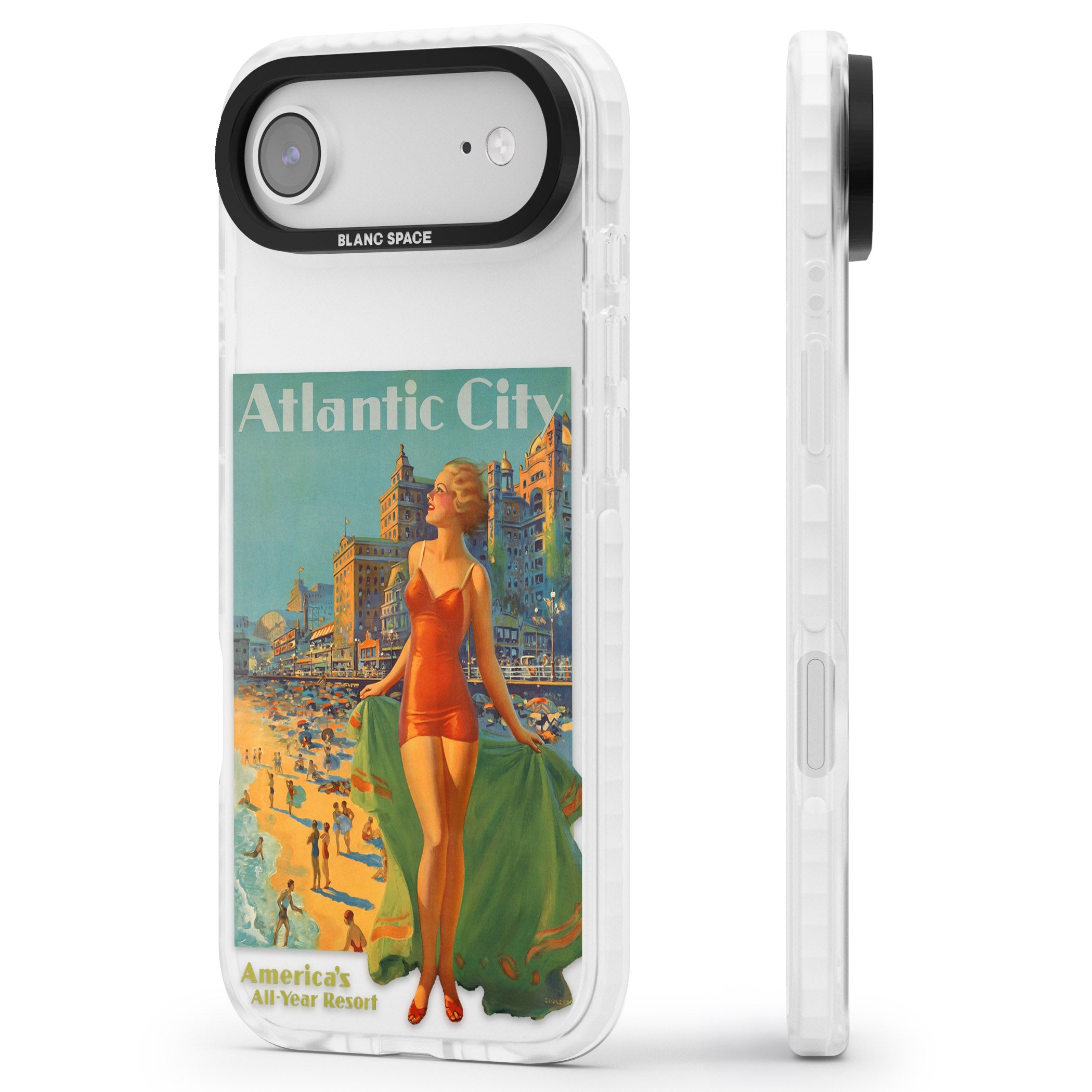 Atlantic City Vacation Poster iPhone 17 Air Impact Clear Phone Case Side Profile