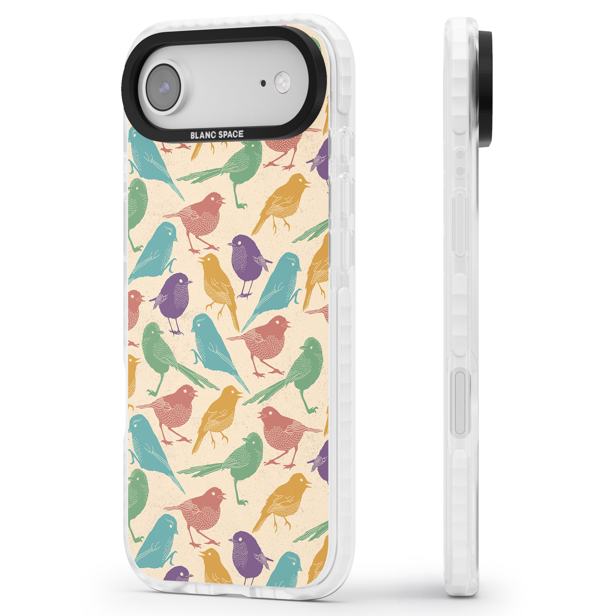 Colorful Feathered Friends iPhone 17 Air Impact Clear Phone Case Side Profile