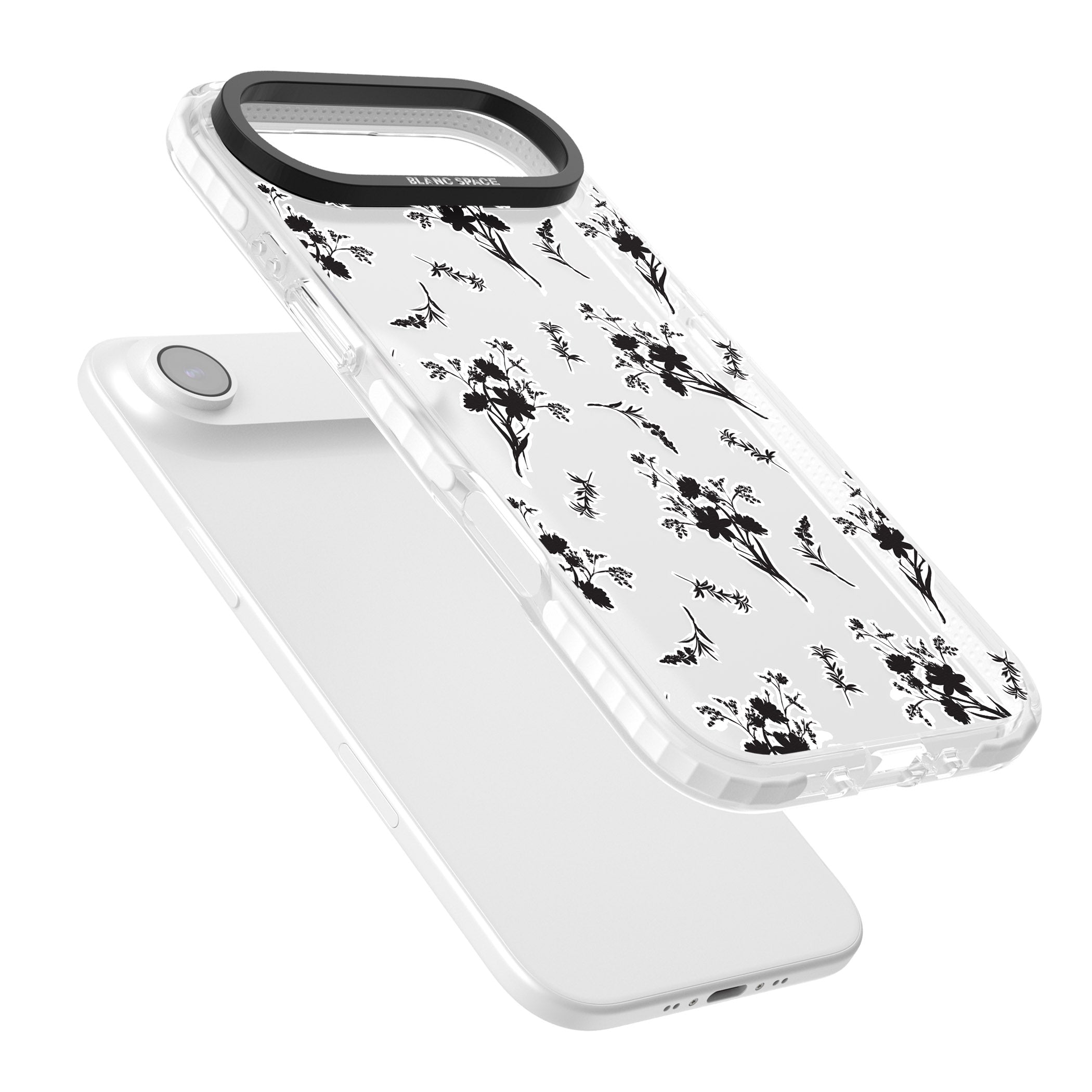 Black Sticker Wildflowers iPhone 17 Air Impact Clear Phone Case Colours