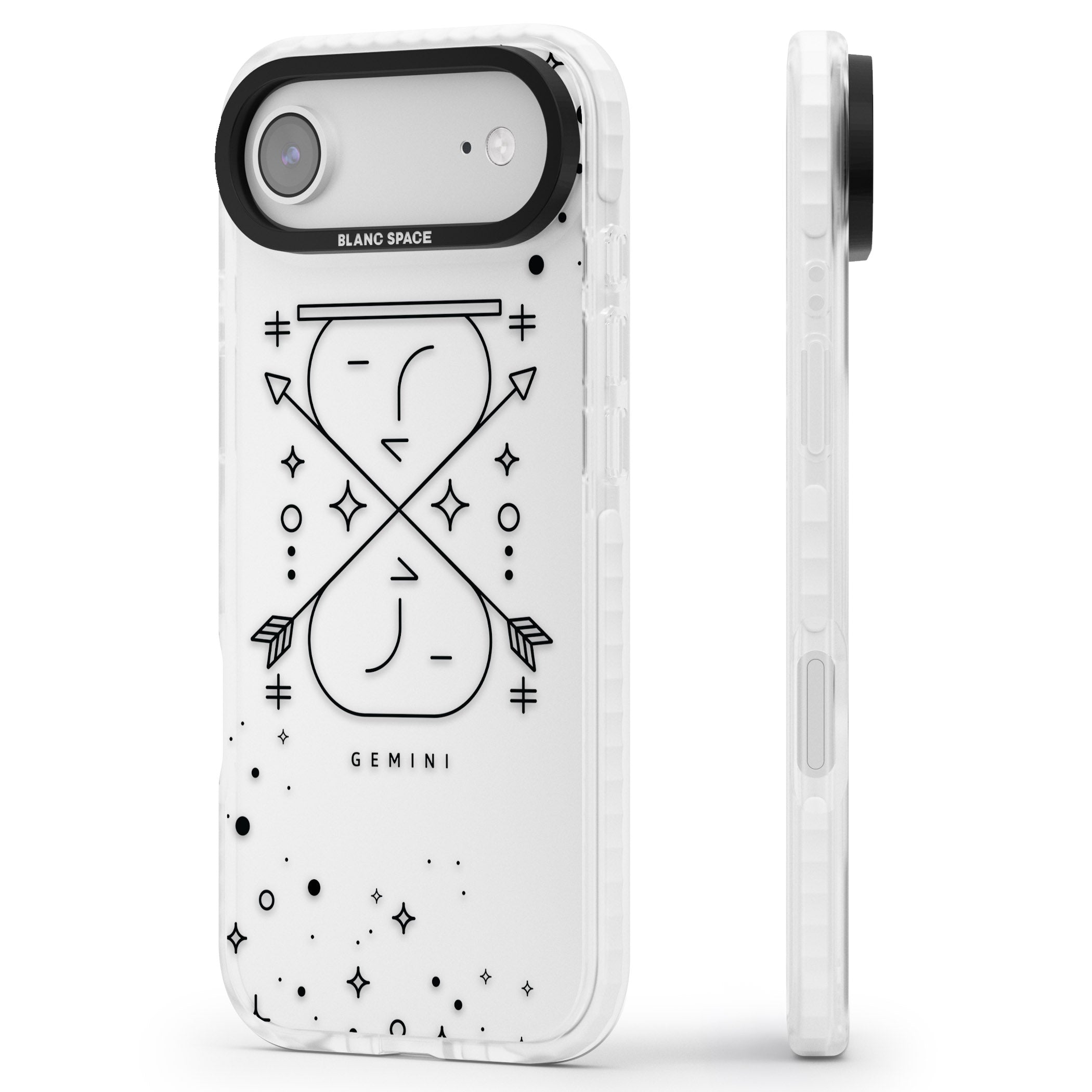 Gemini Zodiac iPhone 17 Air Impact Clear Phone Case Side Profile