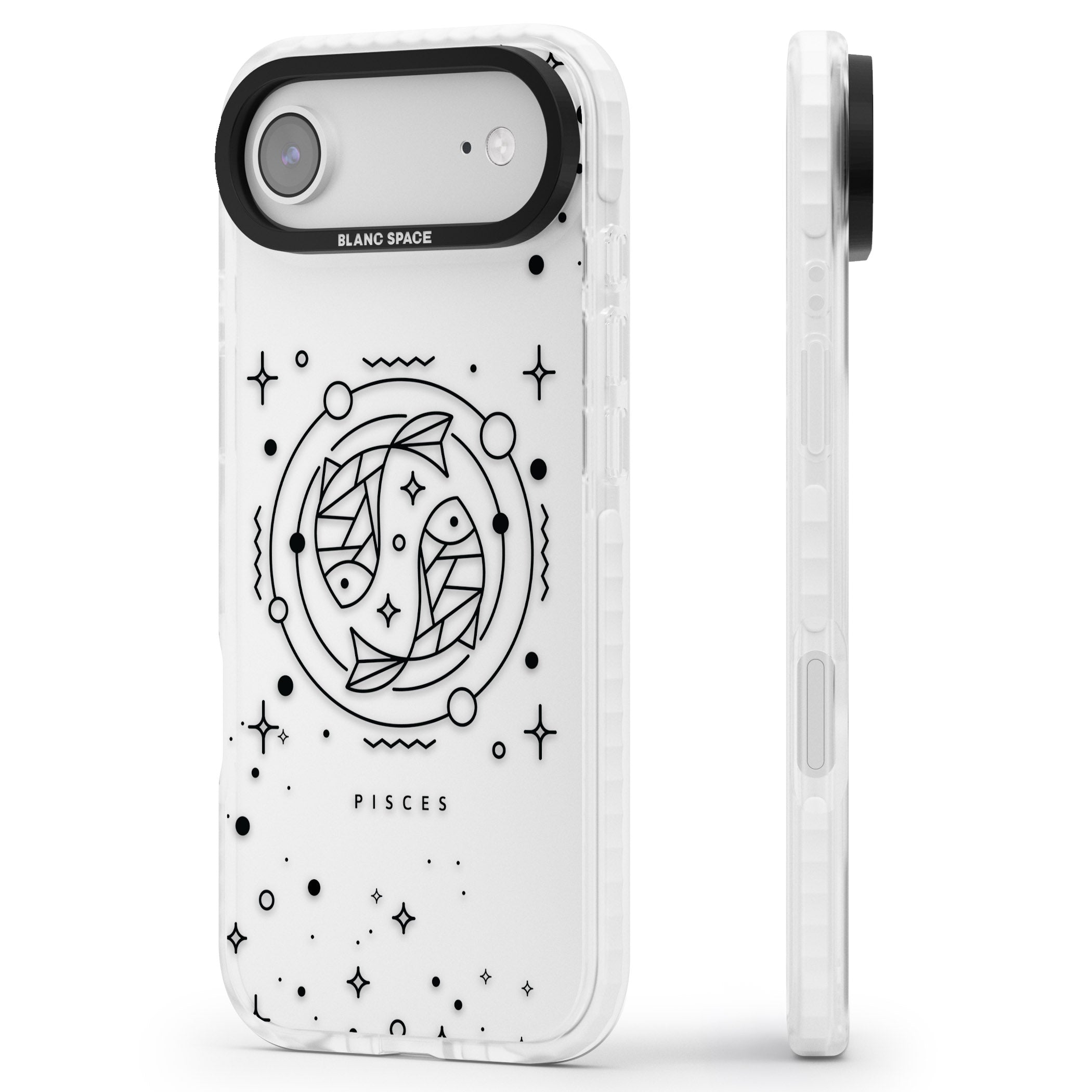 Pisces Emblem Transparent iPhone 17 Air Impact Clear Phone Case Side Profile