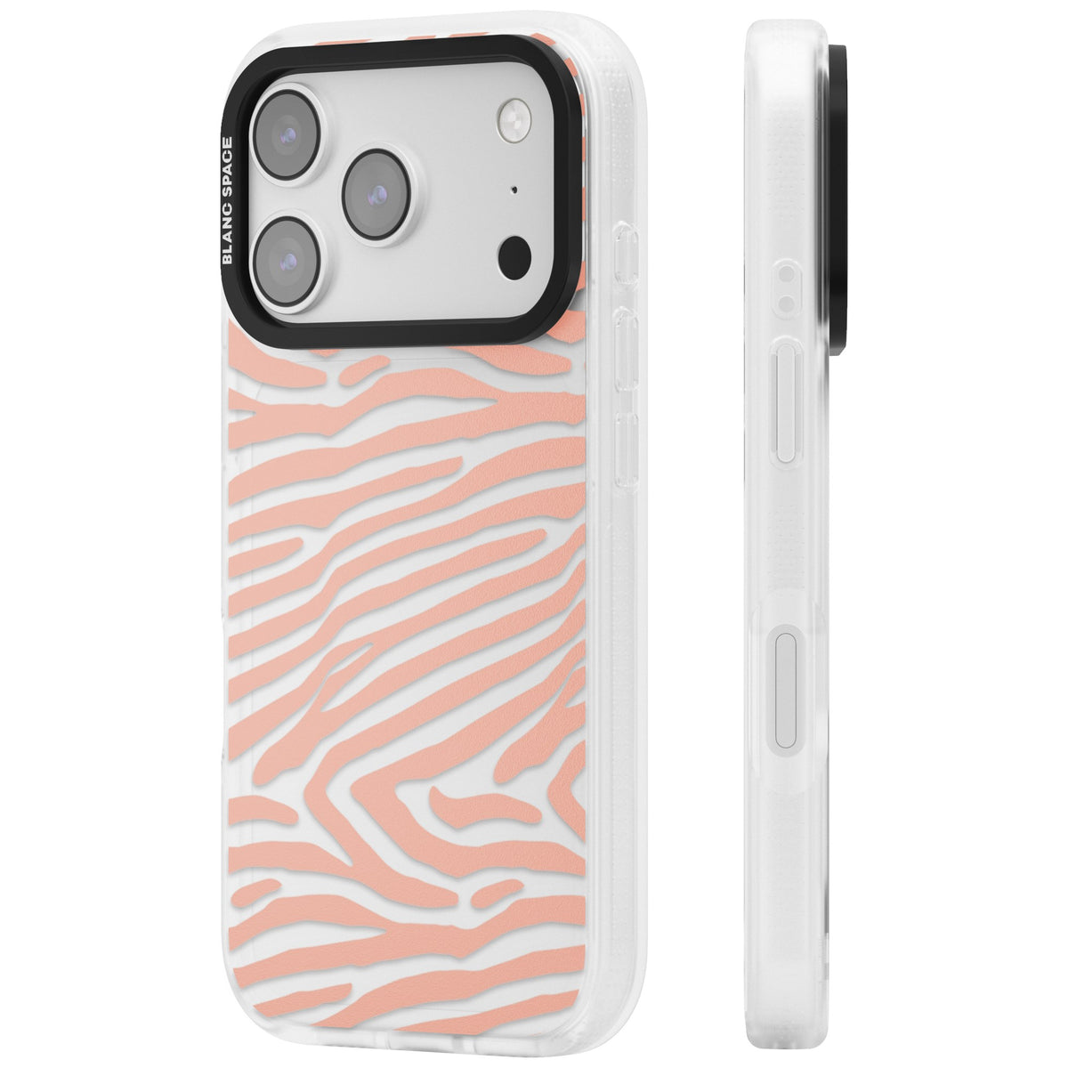 Horizontal Zebra Stripes Transparent Animal Print iPhone 17 Pro Impact Air Clear Phone Case side