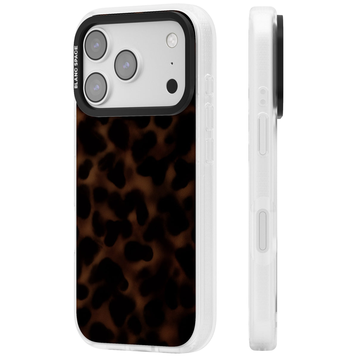 Dark Tortoise Shell old money iPhone case featuring a dark tortoiseshell pattern with amber and black animal print tones iPhone 17 Pro Impact Air Phone Case side