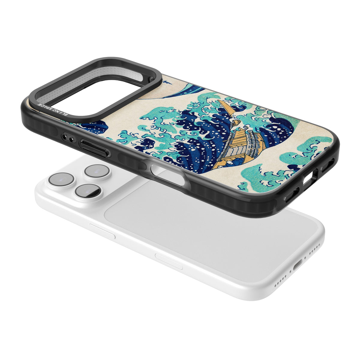 The Great Wave By Katsushika Hokusai iPhone 17 Pro Impact Black Phone Case angled