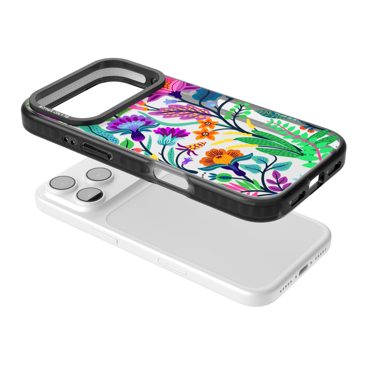 Floral Vibe iPhone 17 Pro Impact Black Phone Case angled