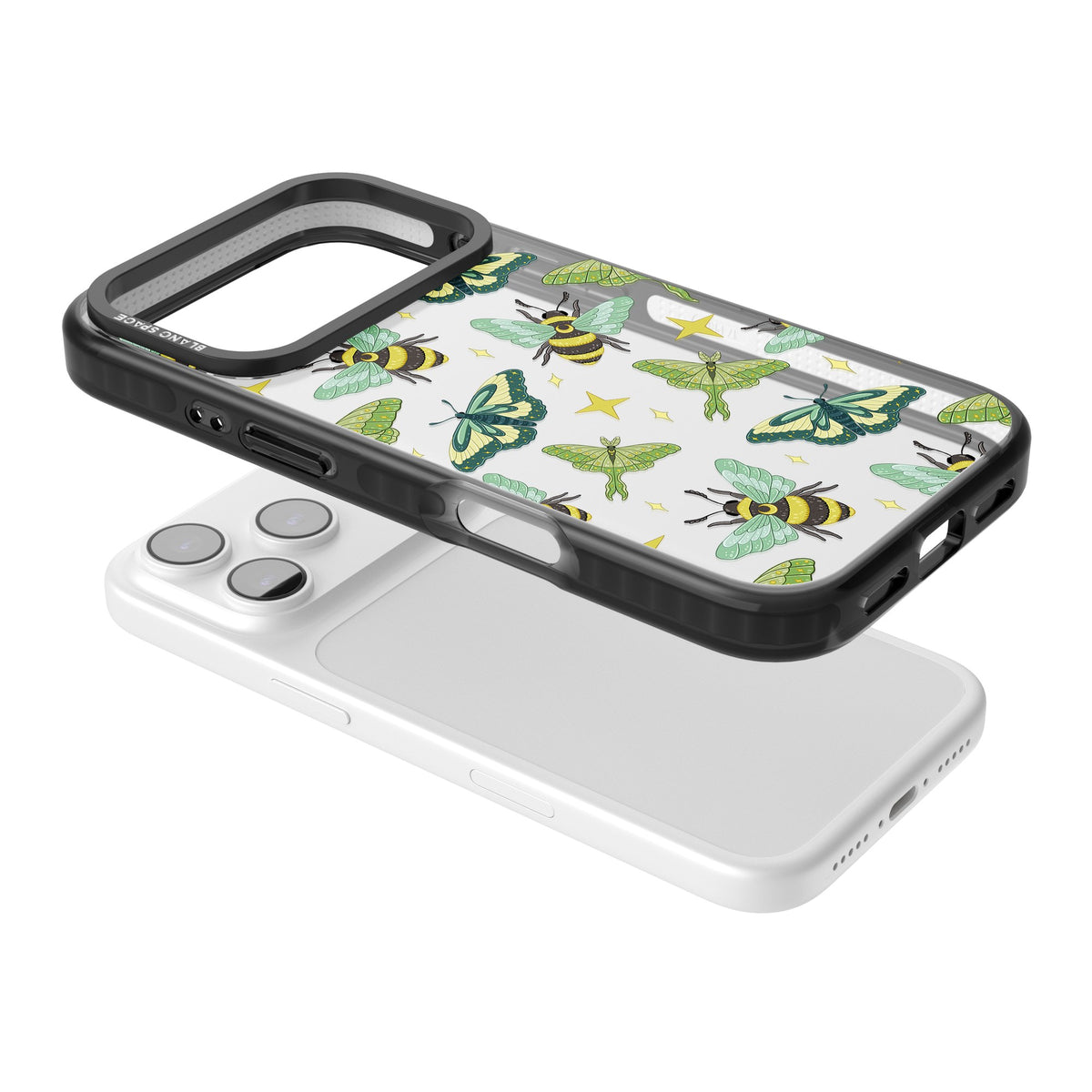 Bees and Moths iPhone 17 Pro Impact Black Phone Case angled