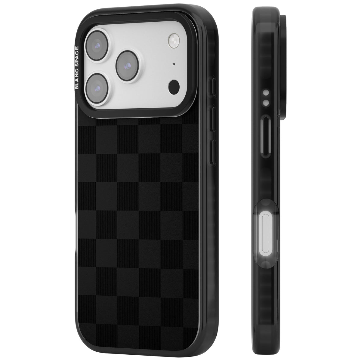 Black Checkered iPhone 17 Pro Impact Black Phone Case side