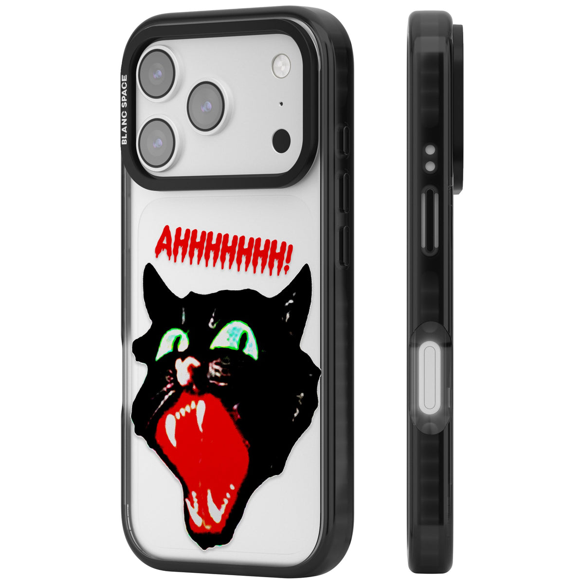 AHH! Cat iPhone 17 Pro Impact Black Phone Case side