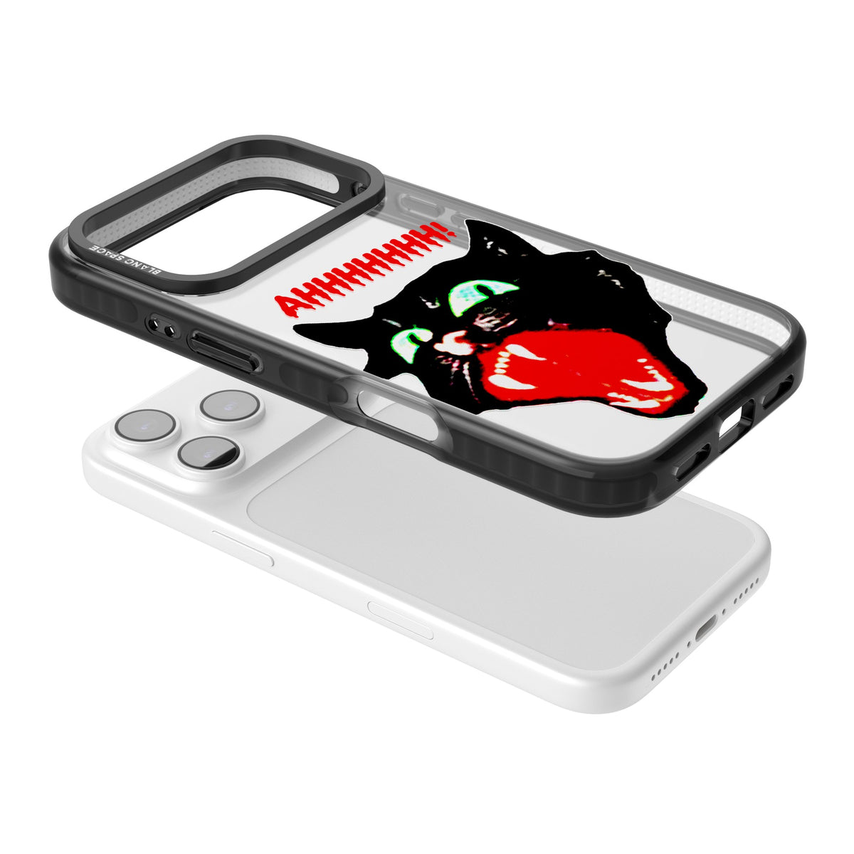 AHH! Cat iPhone 17 Pro Impact Black Phone Case angled