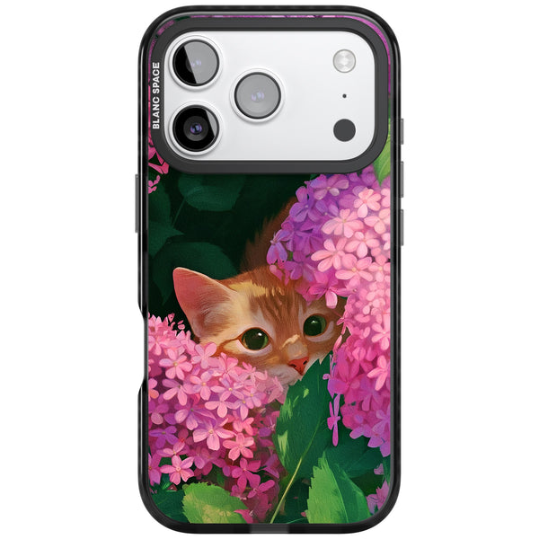 Cat In Pink Flowers