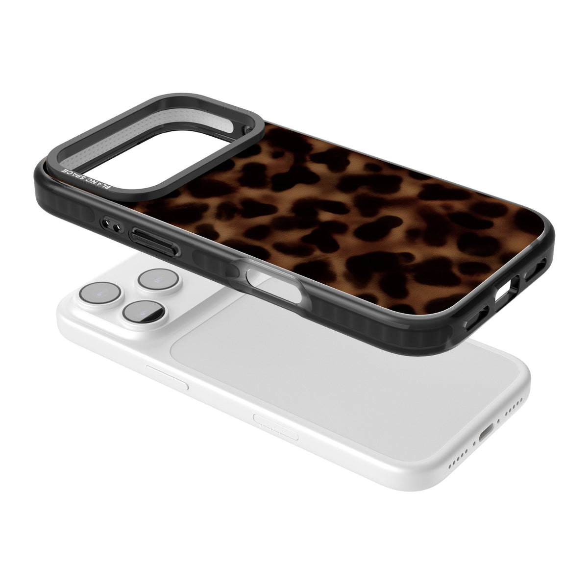 Dark Tortoise Shell old money iPhone case featuring a dark tortoiseshell pattern with amber and black animal print tones iPhone 17 Pro Impact Black Phone Case angled
