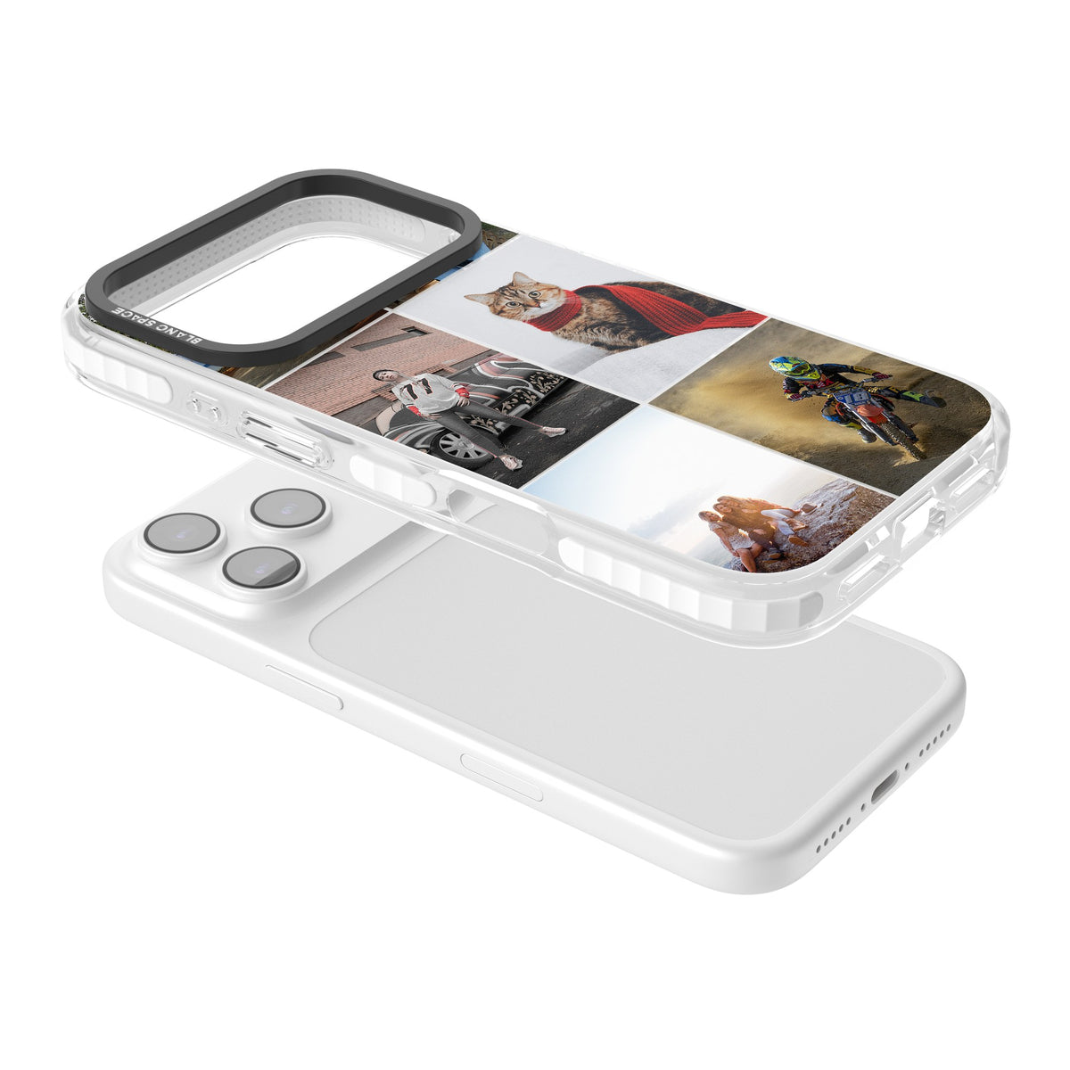 Personalised 6 Photo Grid iPhone 17 Pro Impact Clear Phone Case angled