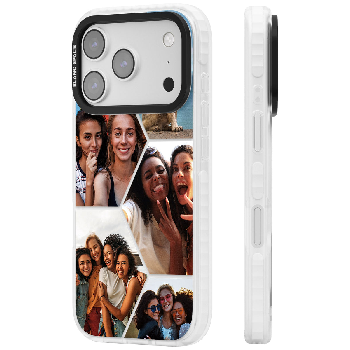 Personalised Beehive Photo Grid iPhone 17 Pro Impact Clear Phone Case side