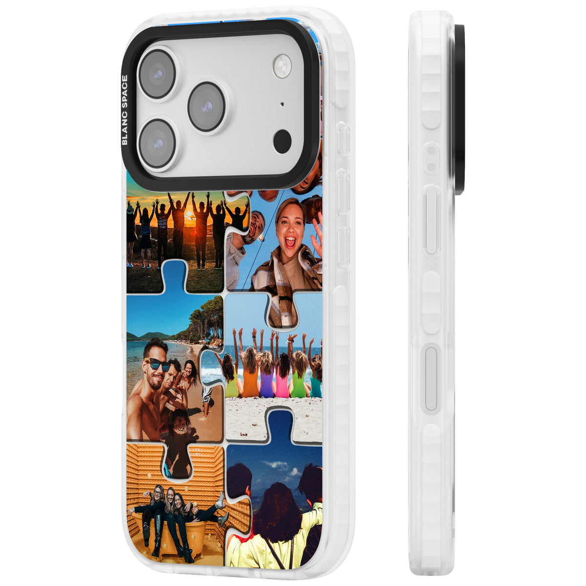 Personalised Jigsaw Photo Grid iPhone 17 Pro Impact Clear Phone Case side