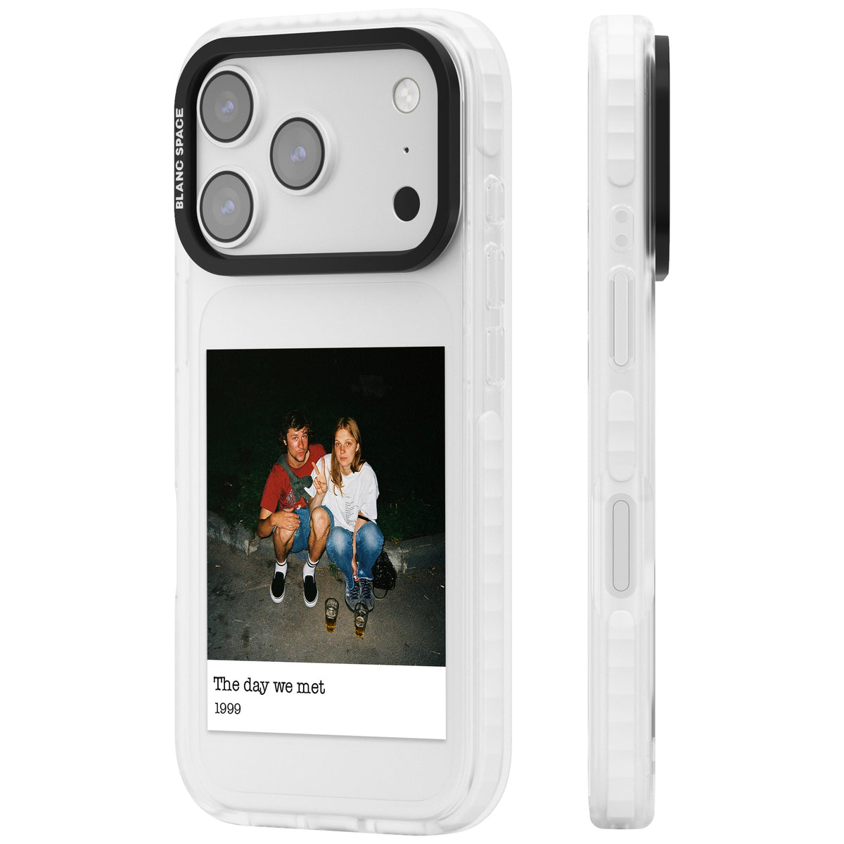 Personalised Photo Memory iPhone 17 Pro Impact Clear Phone Case side