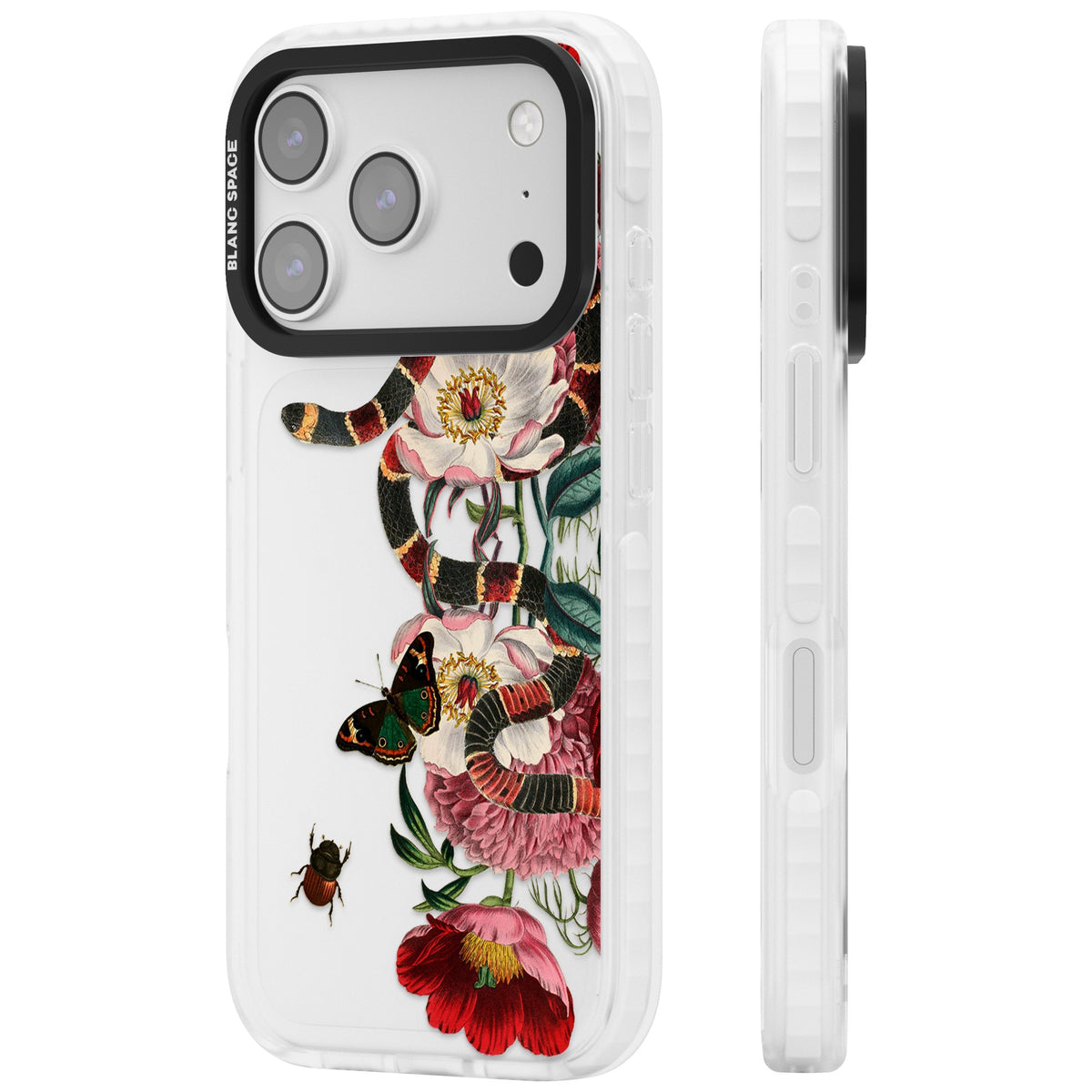 Floral Snake iPhone 17 Pro Impact Clear Phone Case side