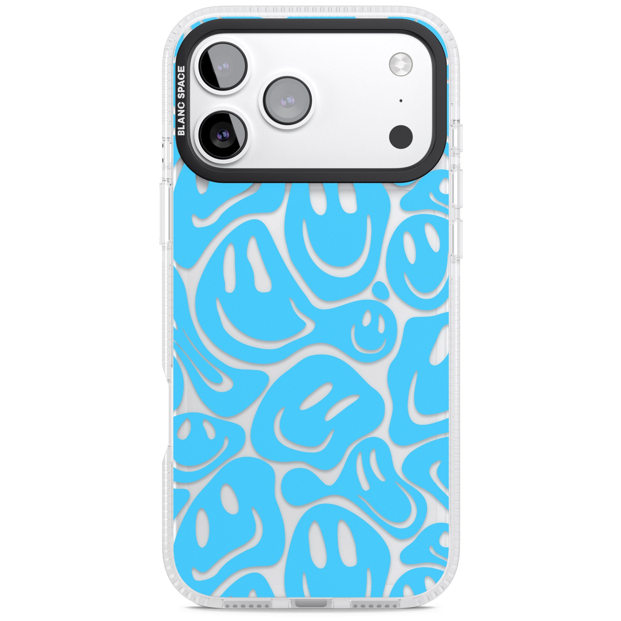 Blue Acid Faces iPhone 17 Pro Impact Air Clear Phone Case