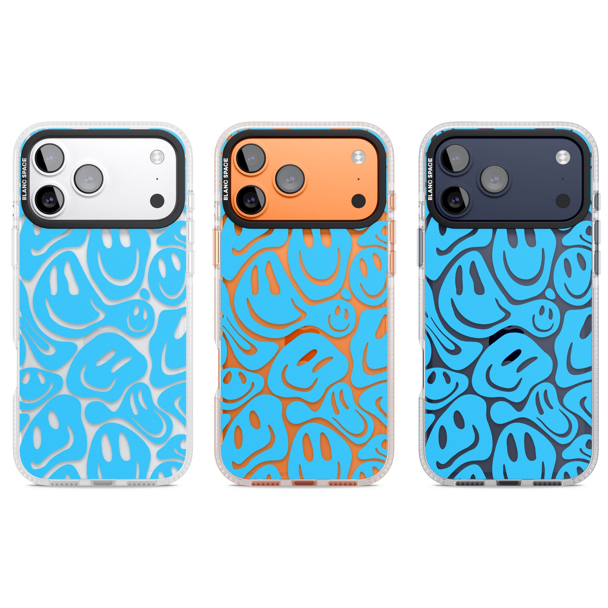 Blue Acid Faces iPhone 17 Pro Impact Air Clear Phone Case APT Impact Protection