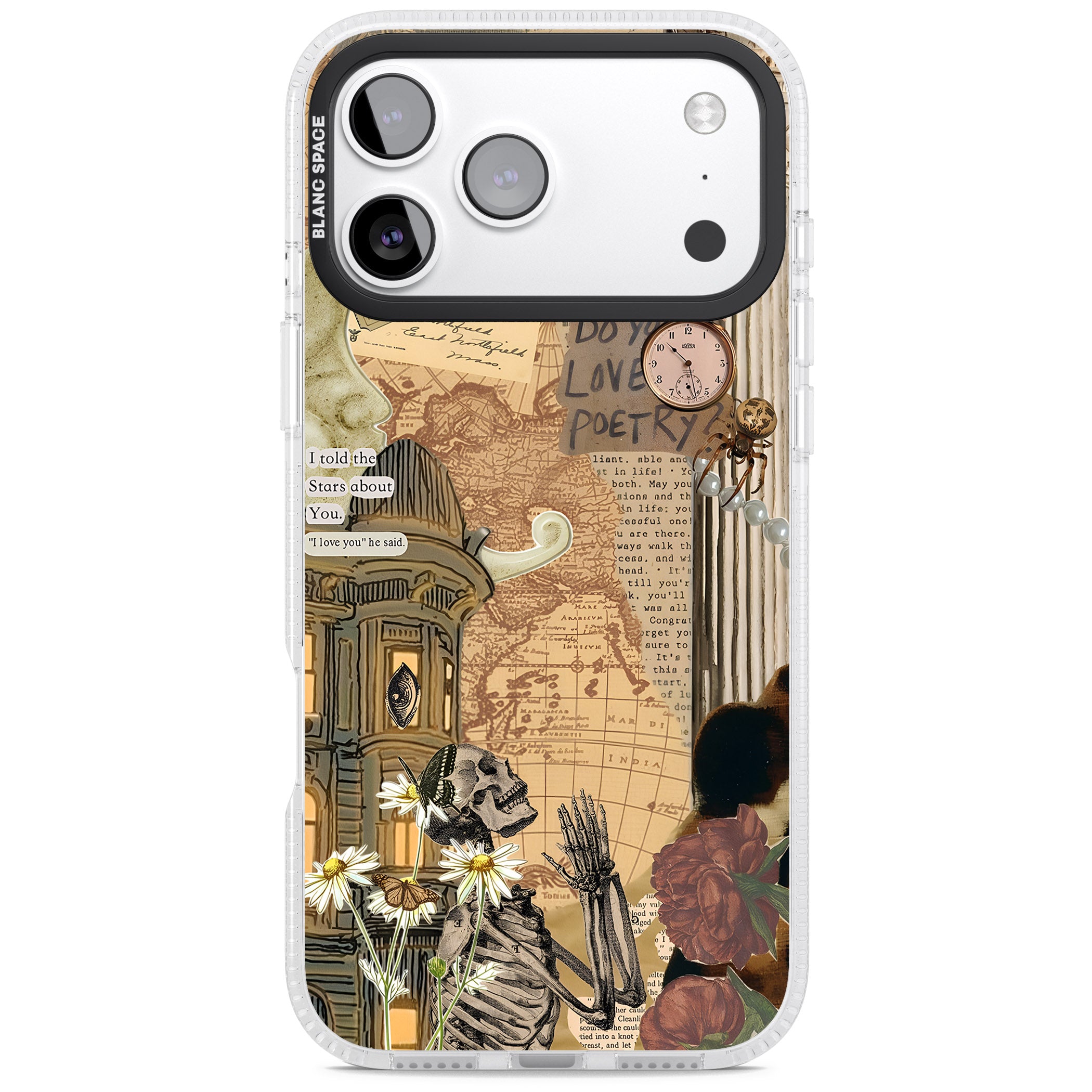 Skeleton Poetry iPhone 17 Pro Impact Air Clear Phone Case
