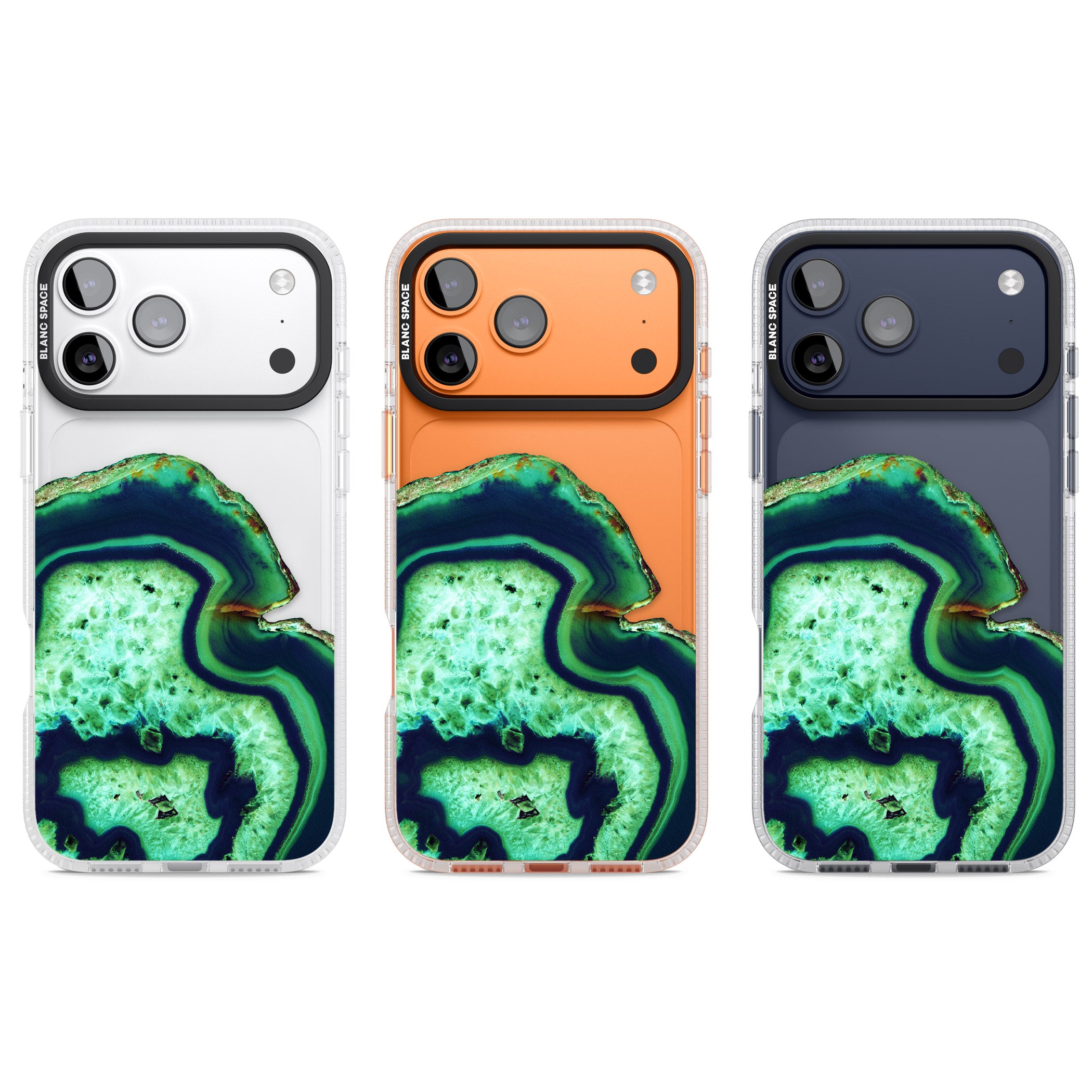 Emerald Agate Slice iPhone 17 Pro Impact Air Clear Phone Case APT Impact Protection