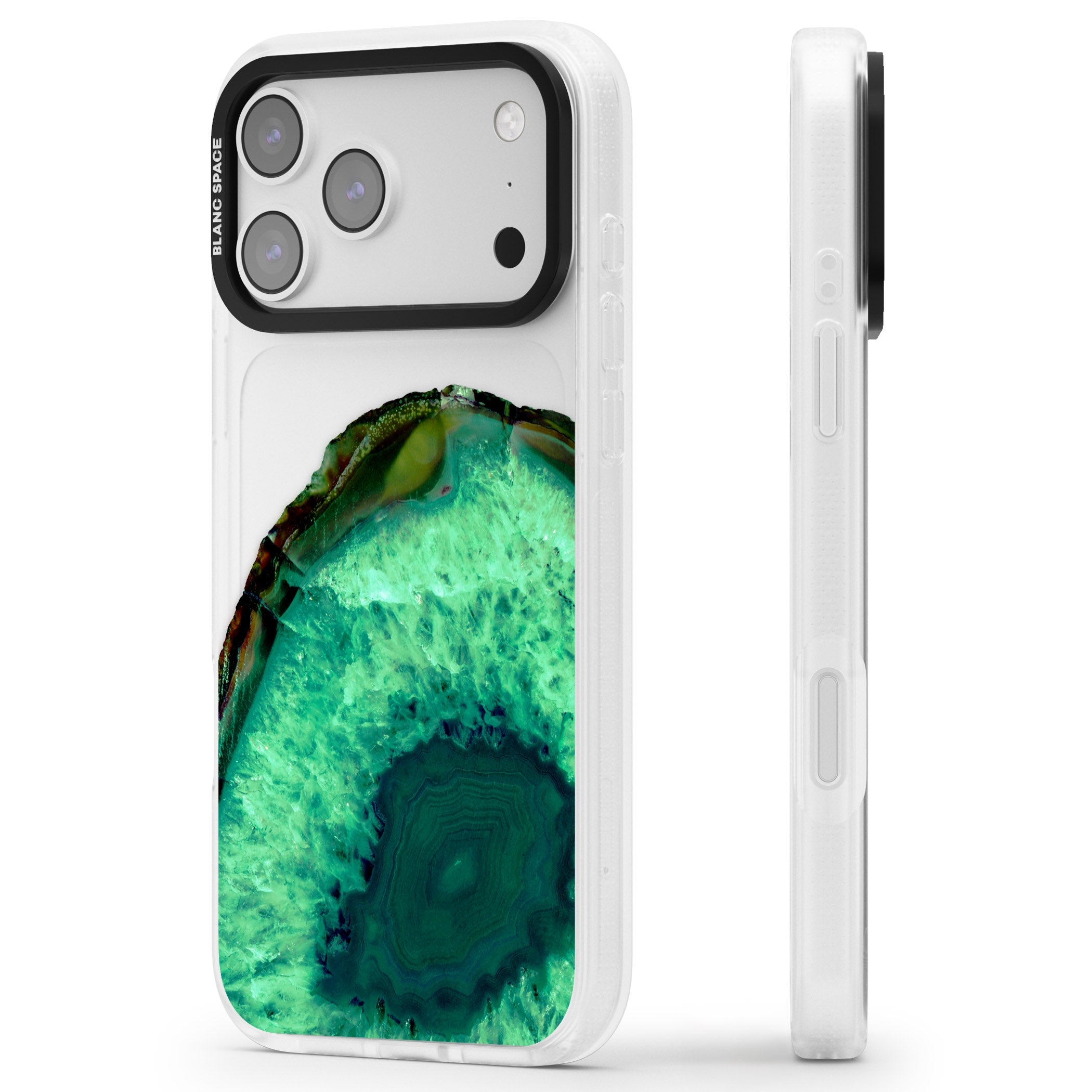 Emerald Geode iPhone 17 Pro Impact Air Clear Phone Case Side Profile