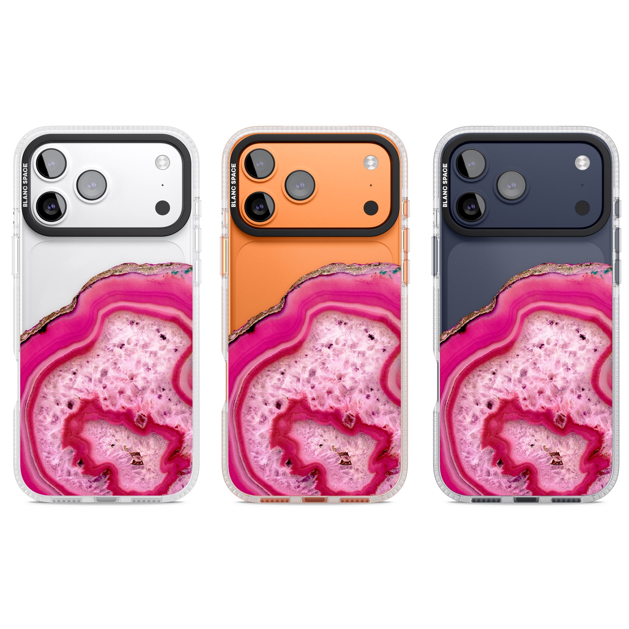 Pink Geode Crystal iPhone 17 Pro Impact Air Clear Phone Case APT Impact Protection