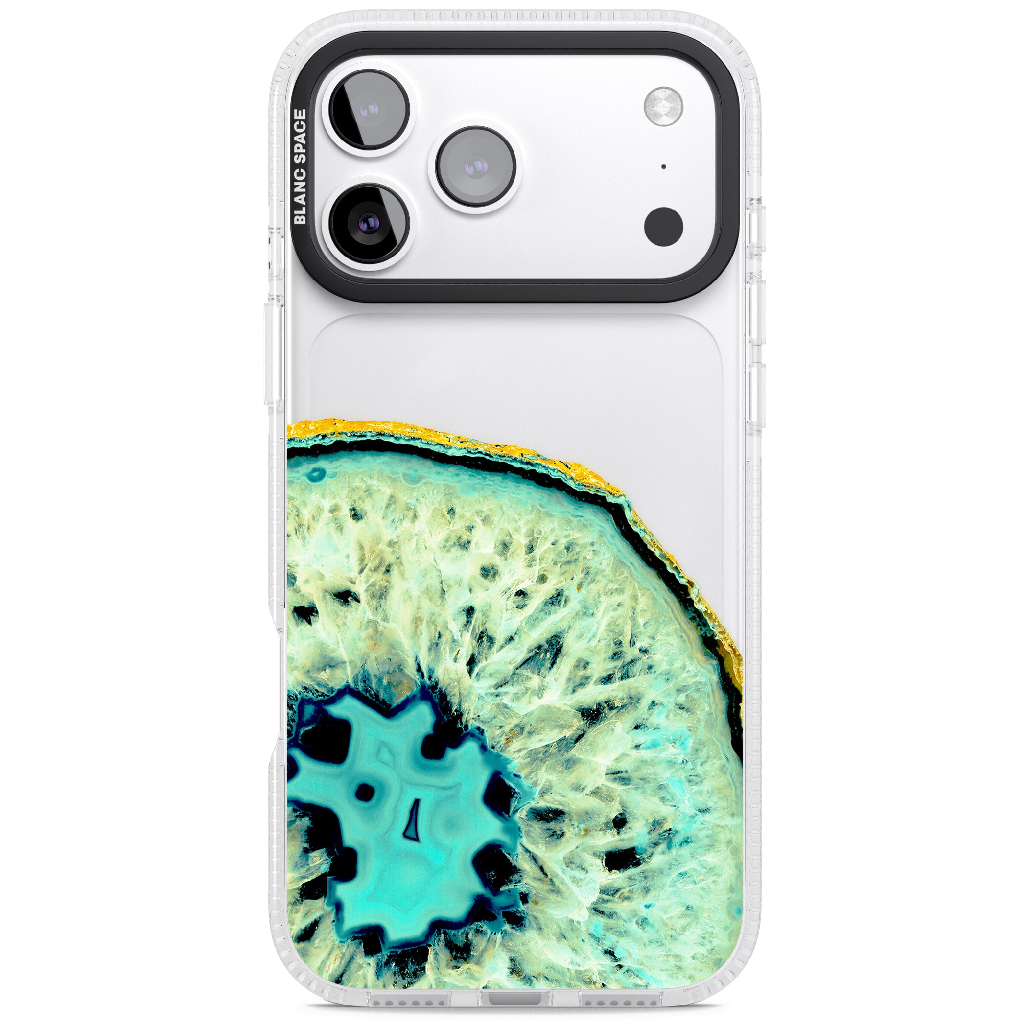 Turquoise Geode Crystal iPhone 17 Pro Impact Air Clear Phone Case