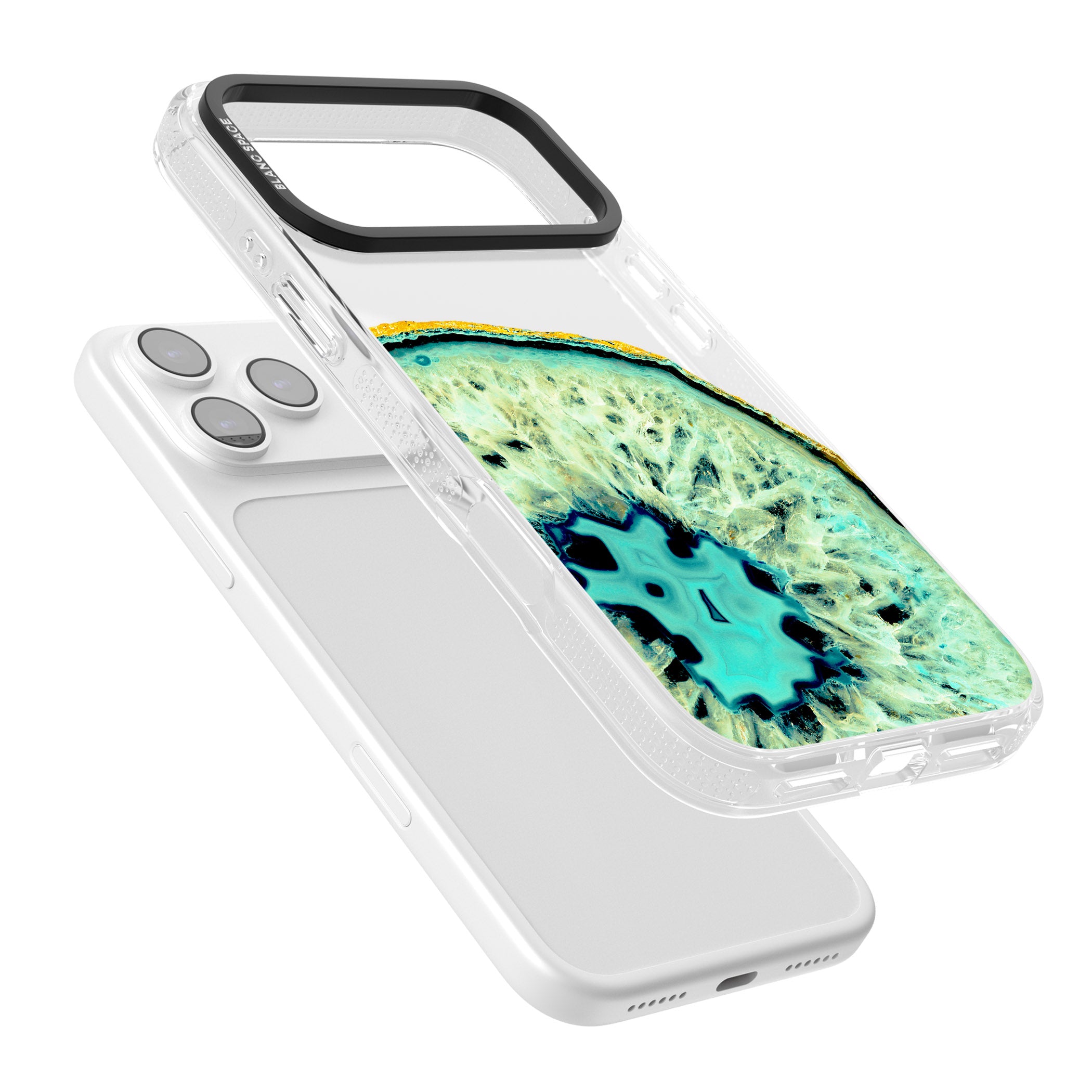 Turquoise Geode Crystal iPhone 17 Pro Impact Air Clear Phone Case Colours