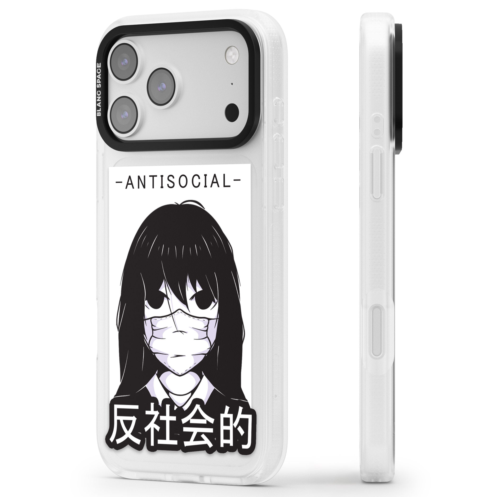 Anti Social iPhone 17 Pro Impact Air Clear Phone Case Side Profile