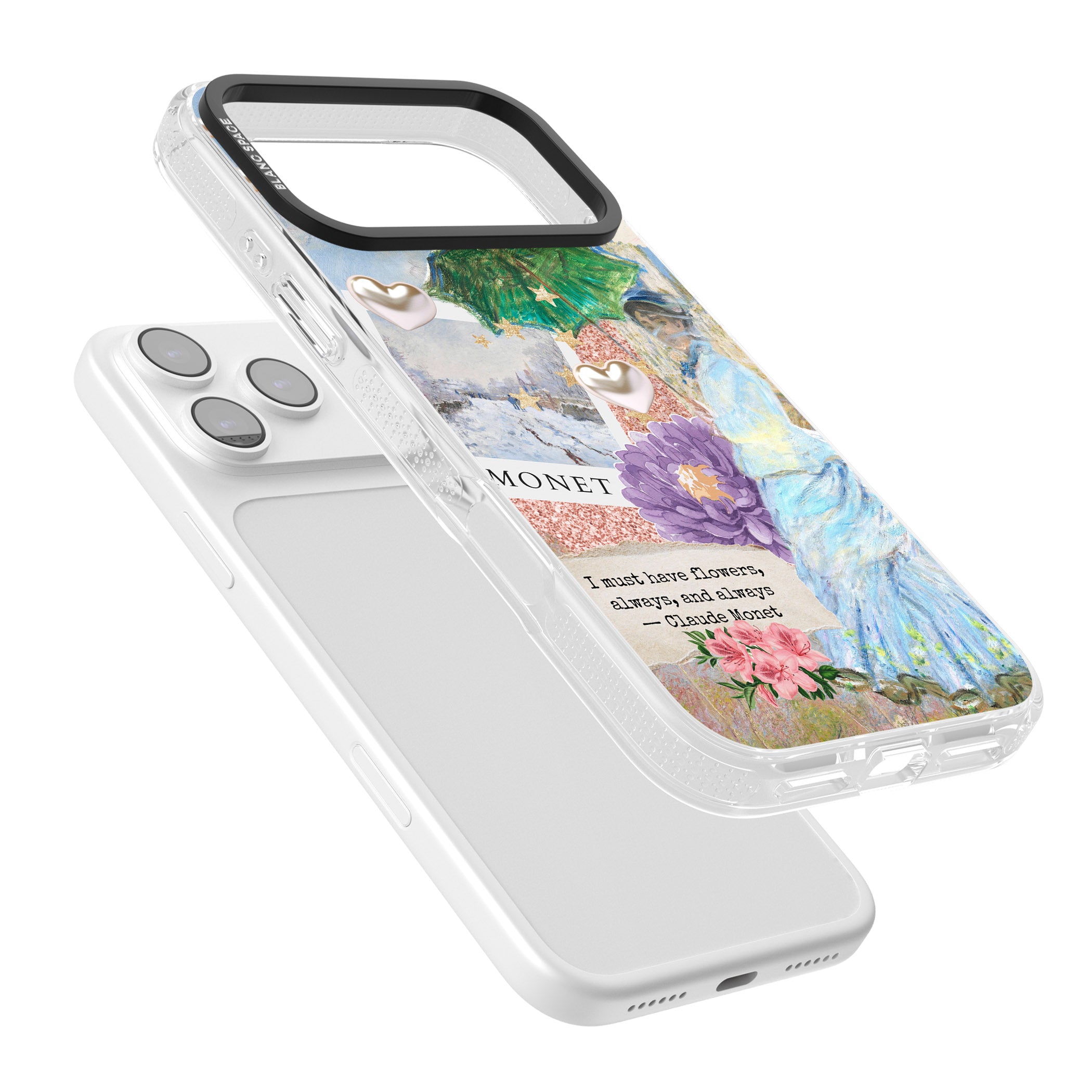 Monet 'Must Have Flowers' Collage iPhone 17 Pro Impact Air Clear Phone Case Colours