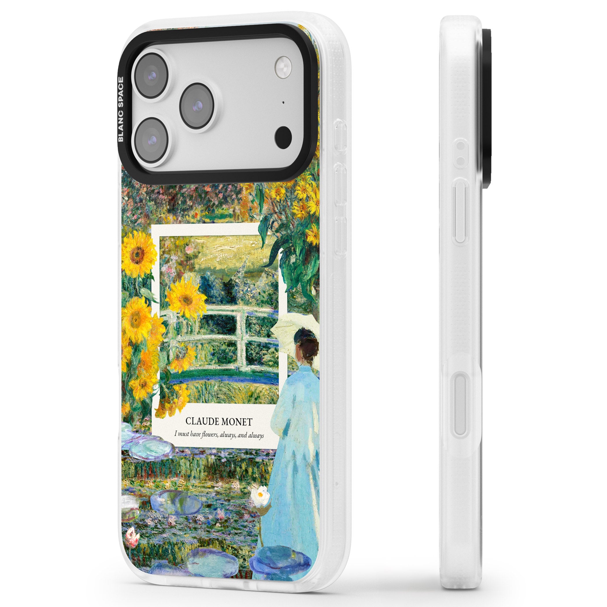 Monet Garden Bridge iPhone 17 Pro Impact Air Clear Phone Case Side Profile