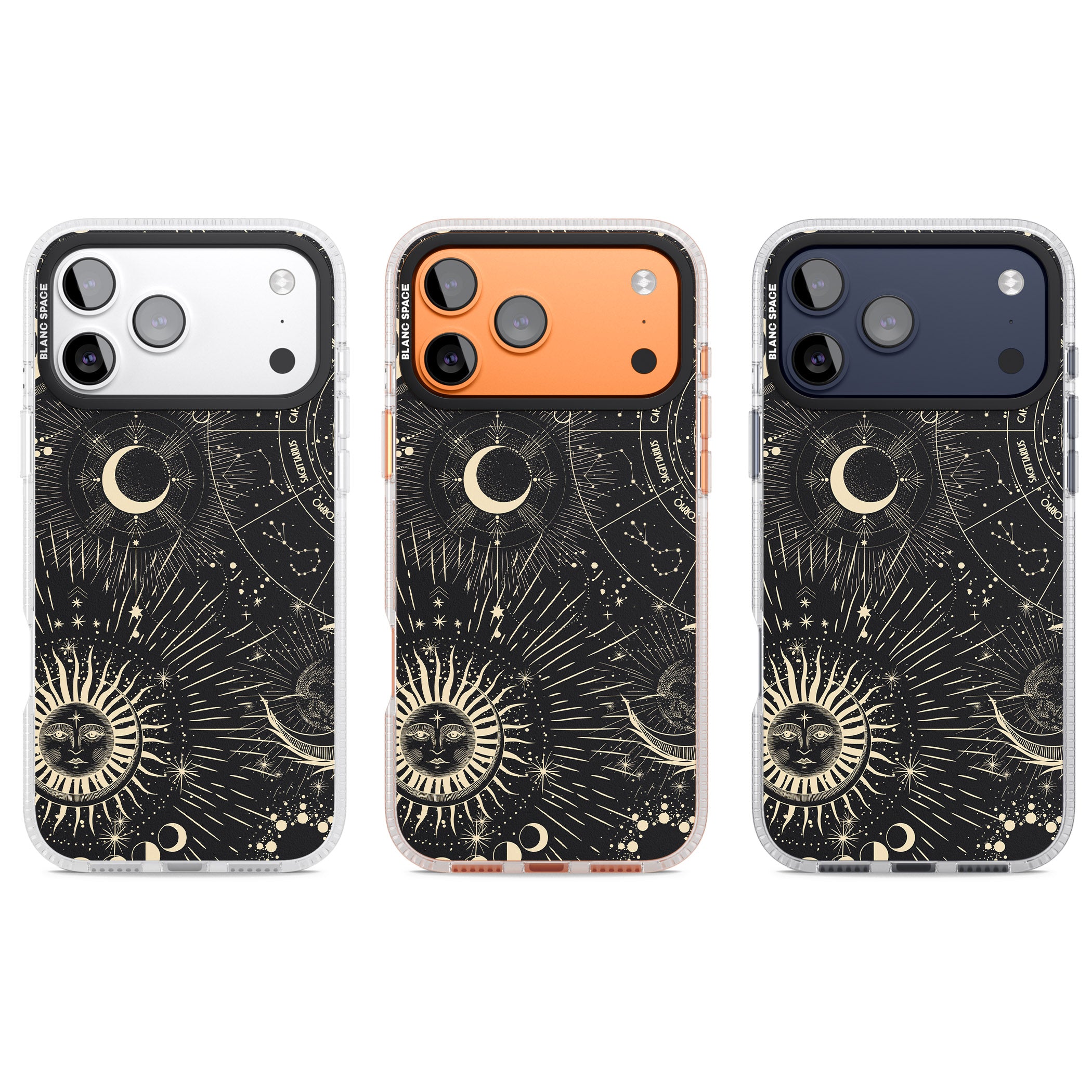 Cosmic Sun & Symbols Zodiac iPhone 17 Pro Impact Air Clear Phone Case APT Impact Protection