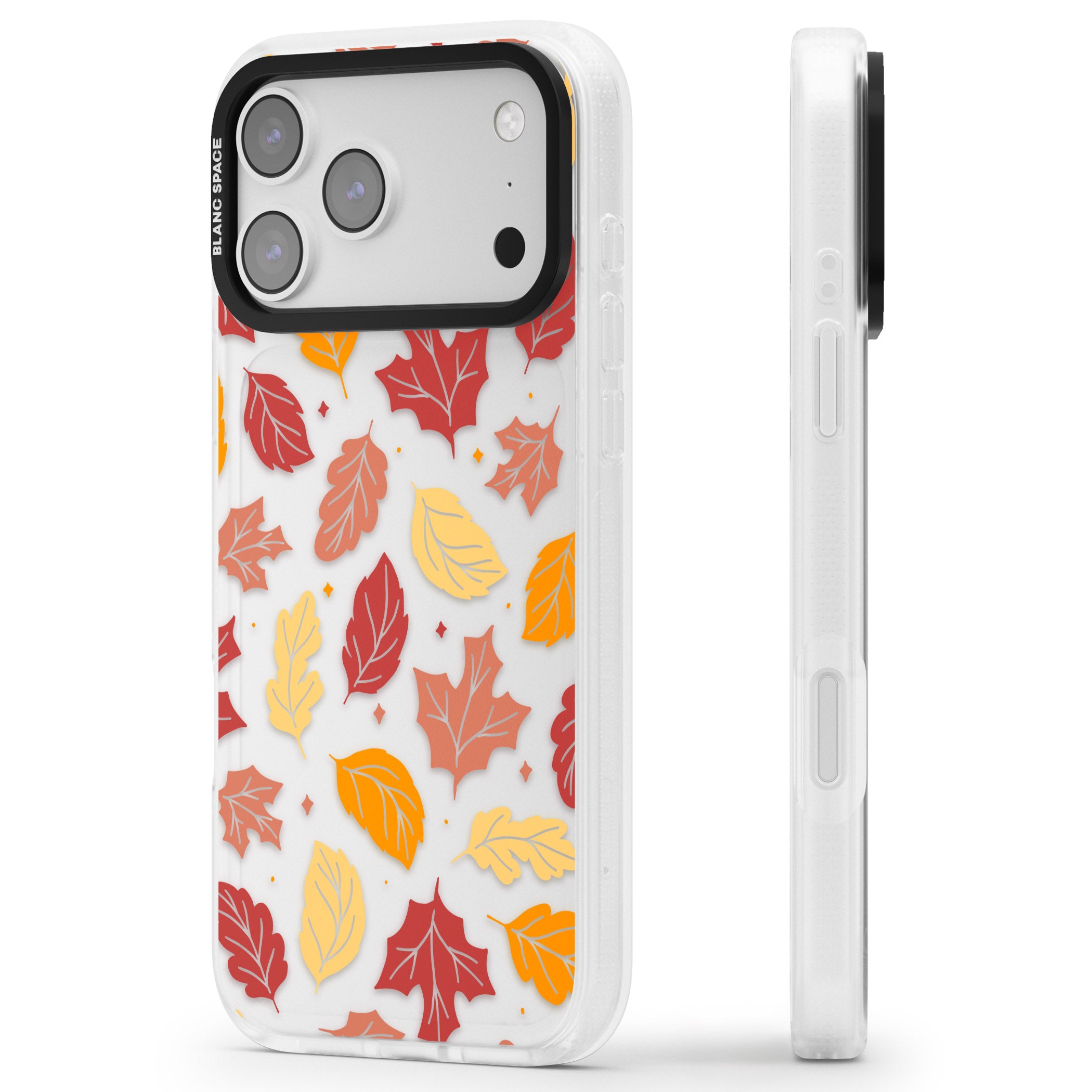 Autumn Leaves iPhone 17 Pro Impact Air Clear Phone Case Side Profile