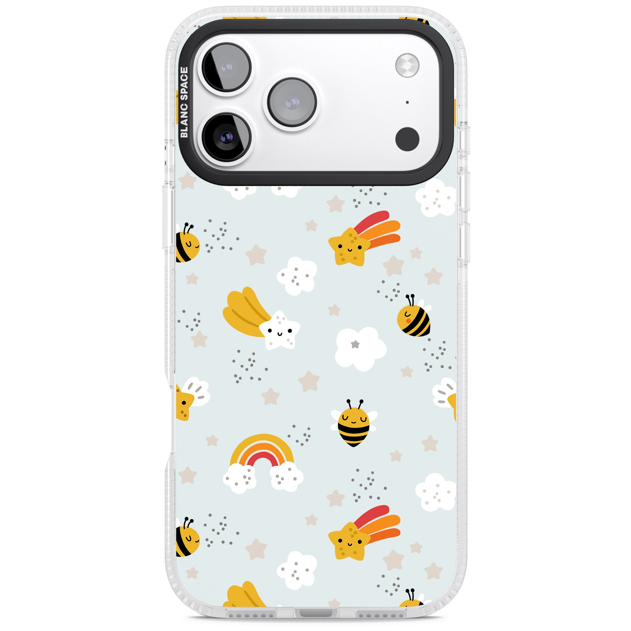Sweet As Honey Patterns: Bees & Rainbows iPhone 17 Pro Impact Air Clear Phone Case