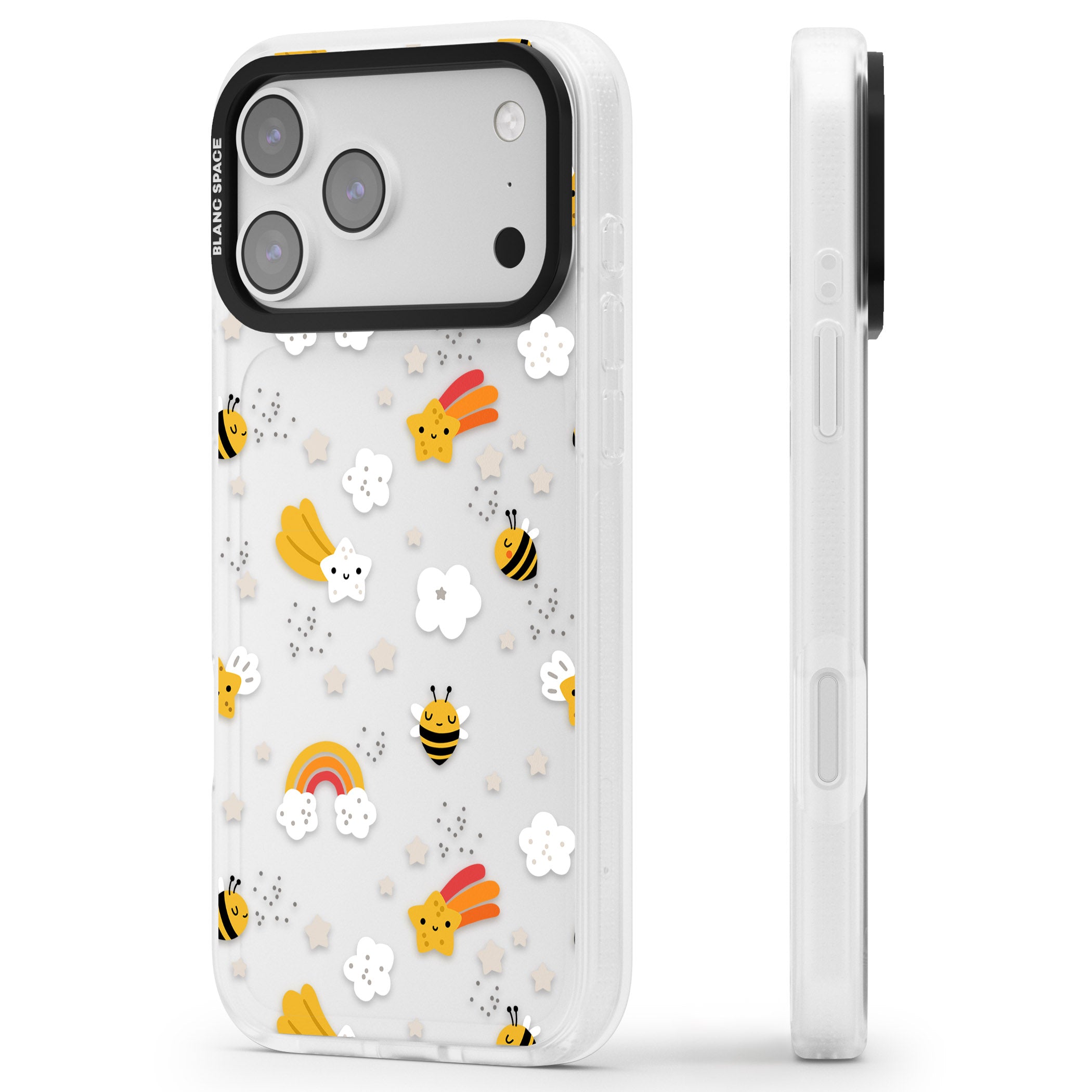 Busy Bee iPhone 17 Pro Impact Air Clear Phone Case Side Profile
