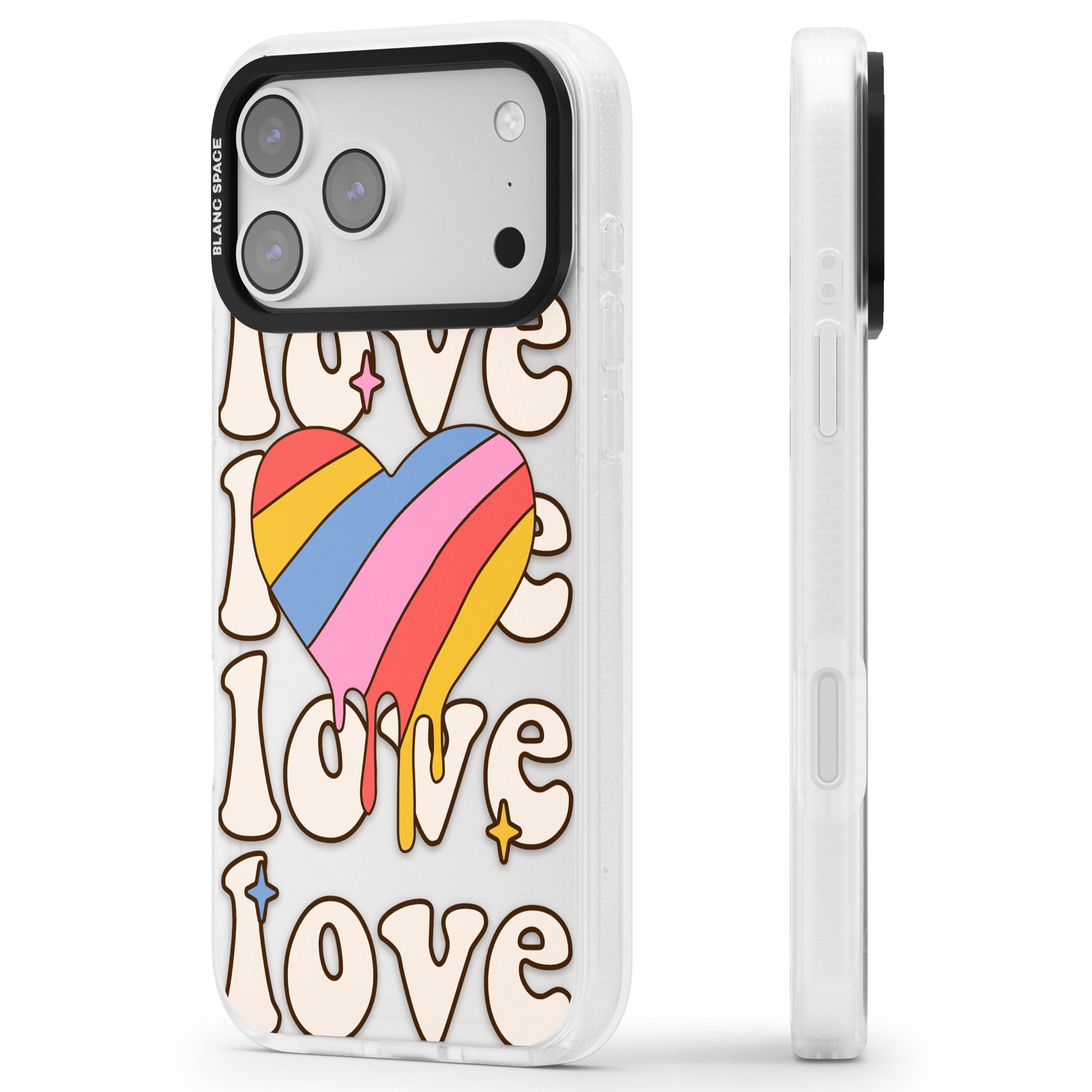 Groovy Love iPhone 17 Pro Impact Air Clear Phone Case Side Profile