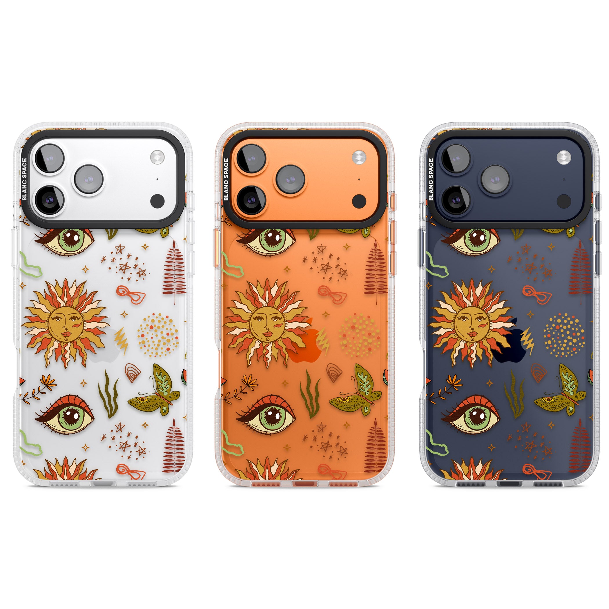 Boho Celestial Sun & Eye Pattern iPhone 17 Pro Impact Air Clear Phone Case APT Impact Protection