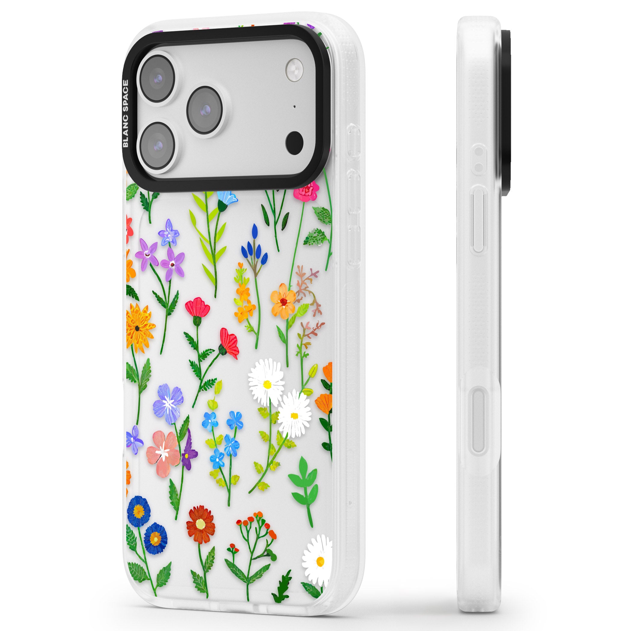 Wildflower Garden iPhone 17 Pro Impact Air Clear Phone Case Side Profile