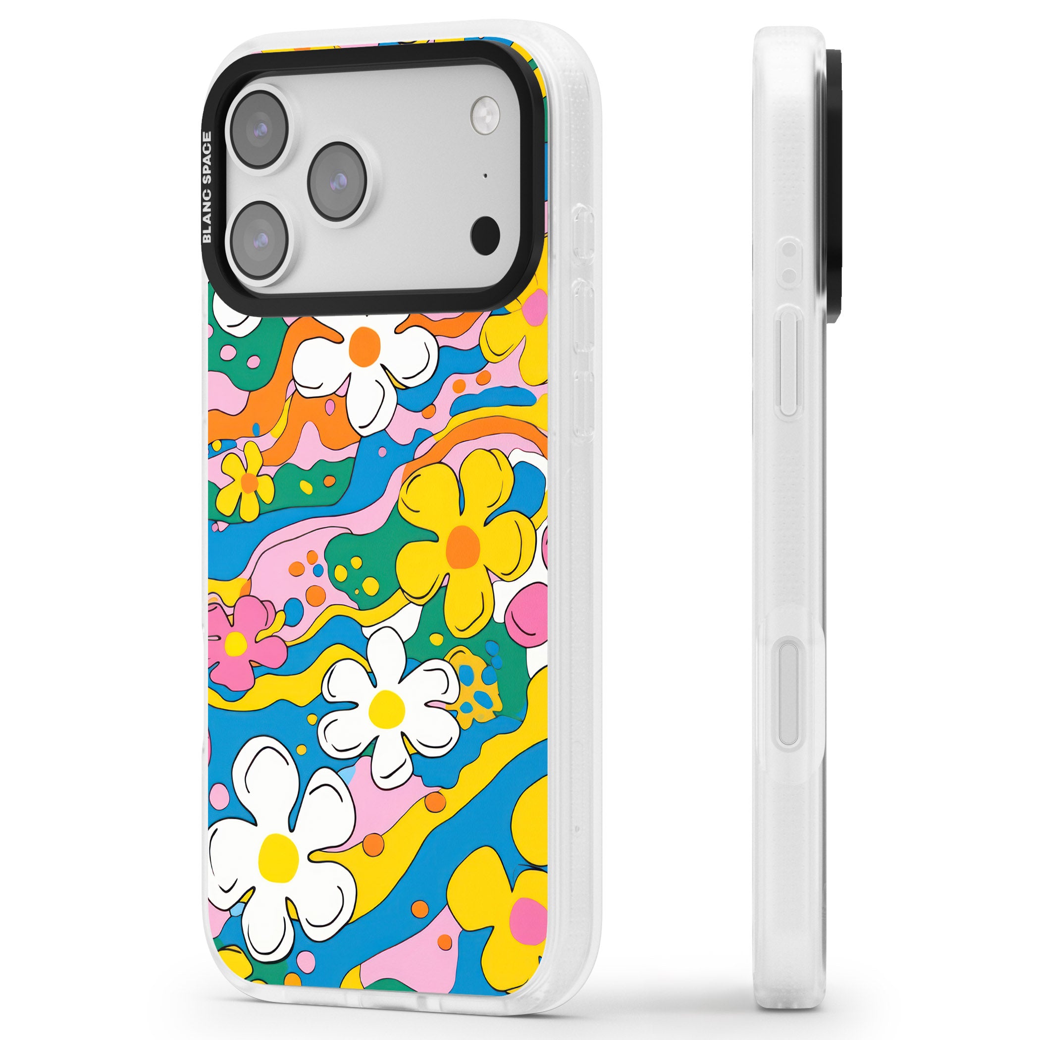 Vibrant Bloom iPhone 17 Pro Impact Air Clear Phone Case Side Profile